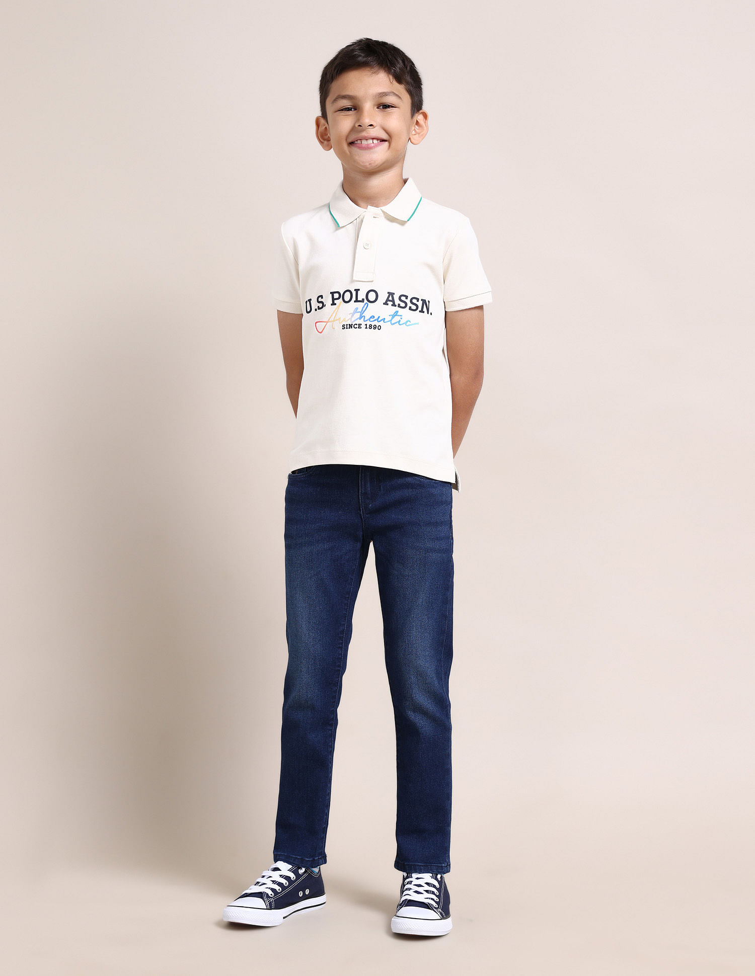 U.S. Polo Assn. Kids Boys Brand Print Cotton Polo Shirt