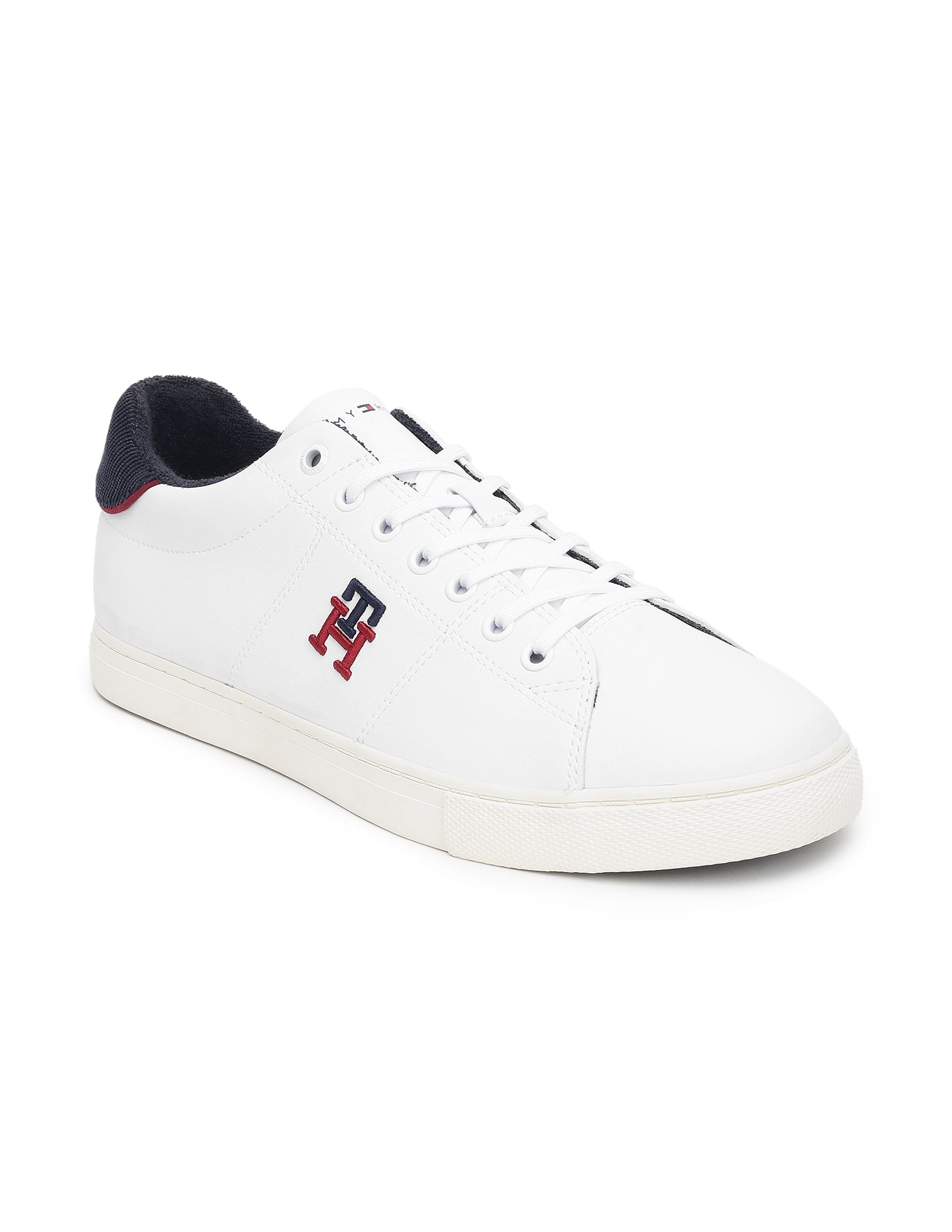 Tommy Hilfiger White Core Cupsole Shoes with Blue Sole