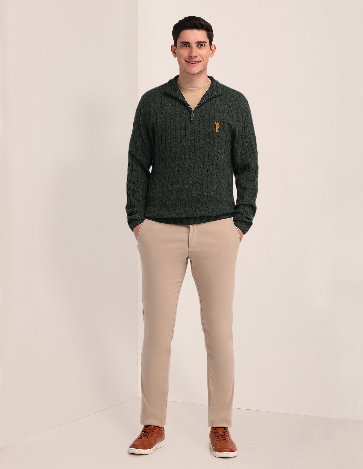 U.S. Polo Assn. High Neck Zipper Sweater