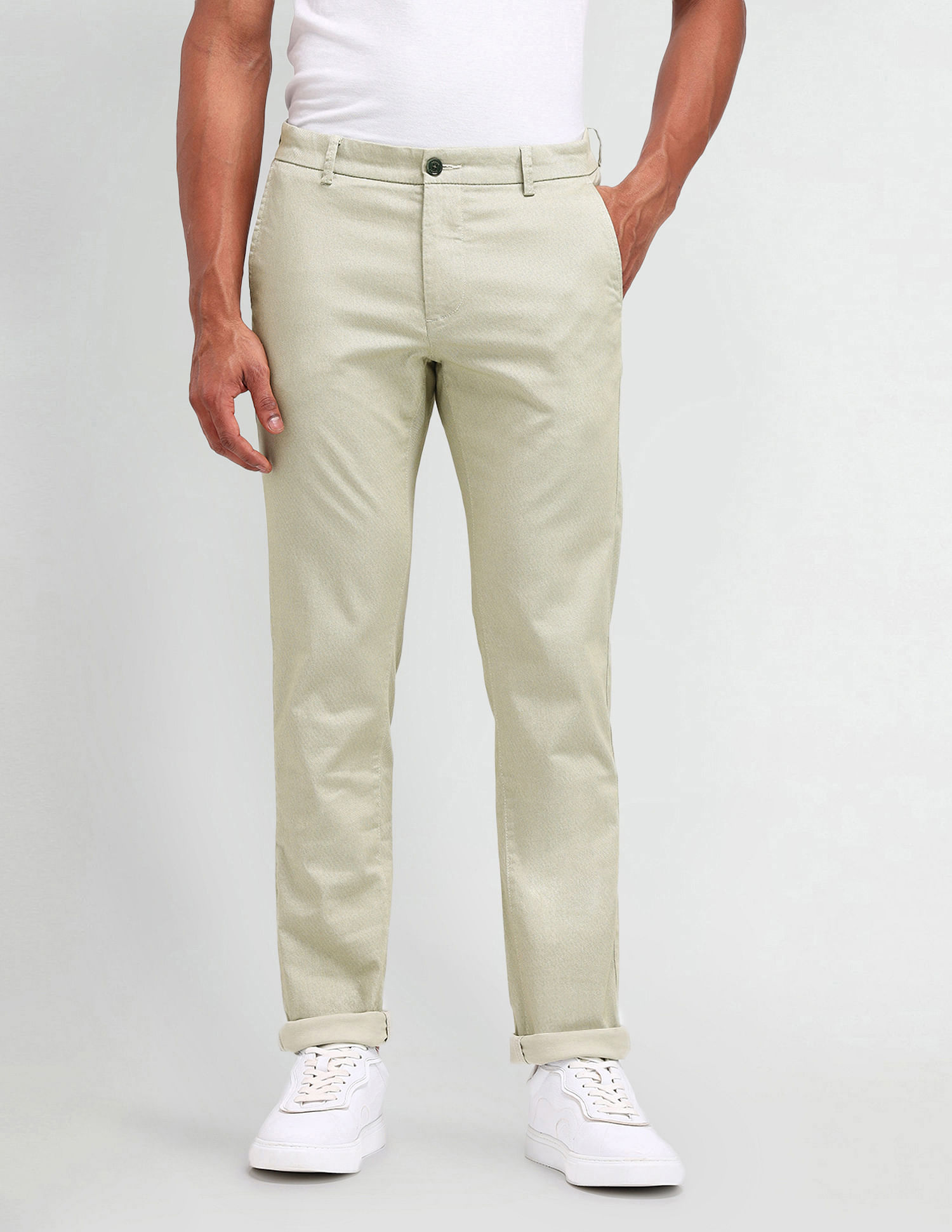 Arrow Sport Slim Fit Satin Textured Trousers