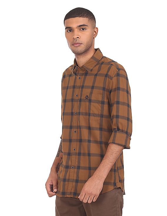 U.S. Polo Assn. Denim Co. Rounded Cuff Check Casual Shirt