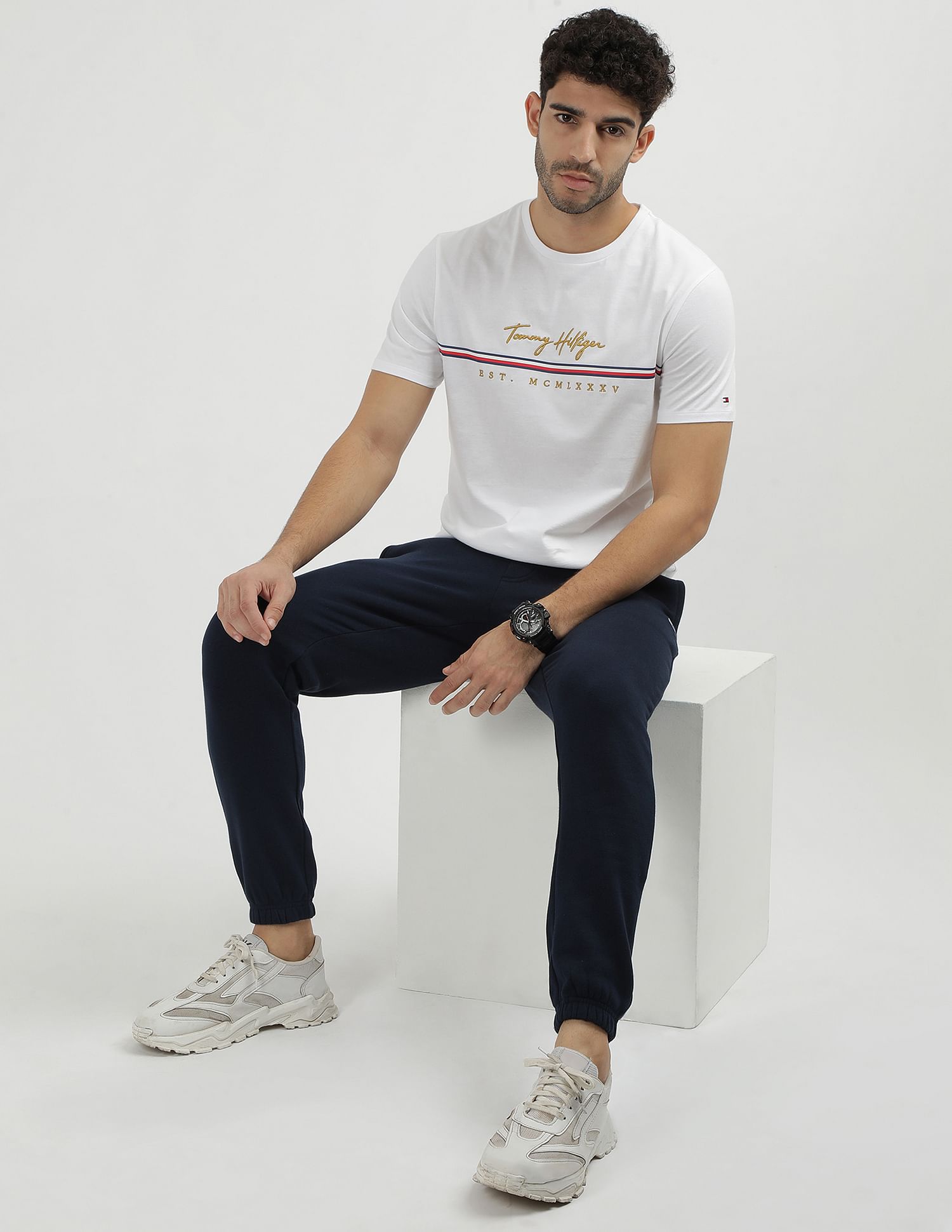 Tommy Hilfiger Brand Embroidered Cotton T-Shirt