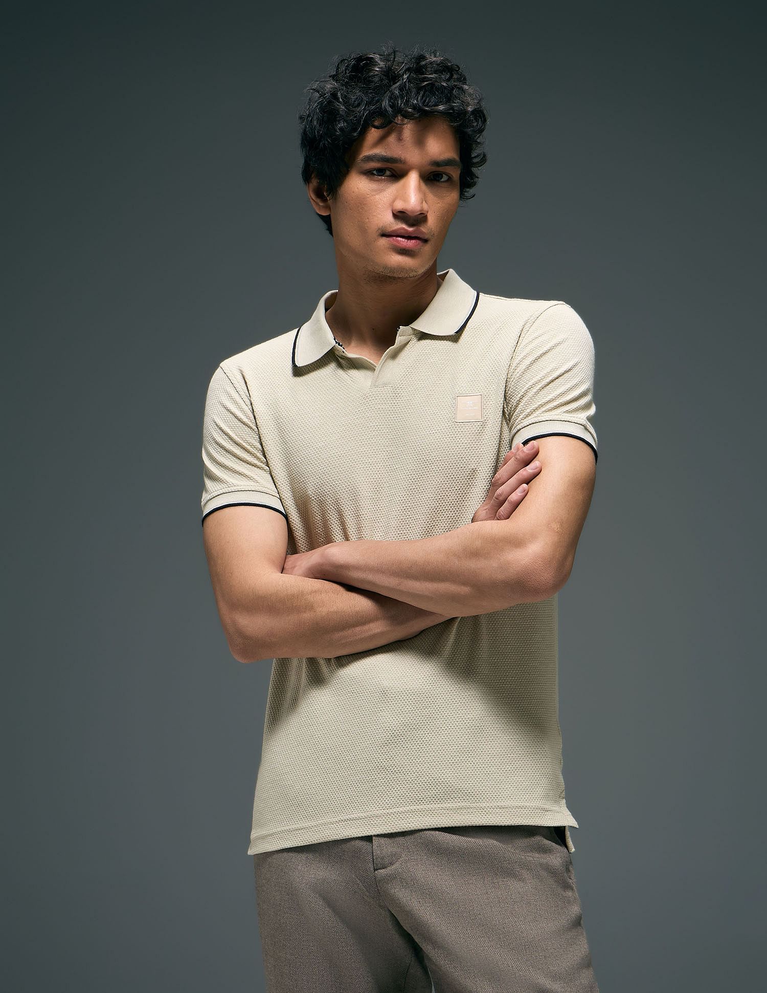 Flying Machine Popcorn Knit Digitopia Polo Shirt