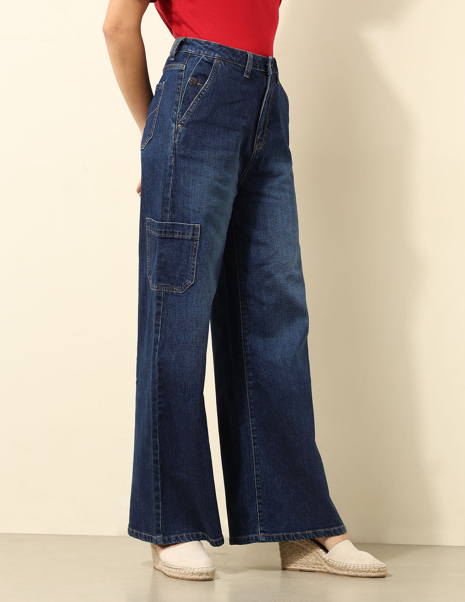 U.S. Polo Assn. Women High Rise Ultra Wide Leg Fit Jeans