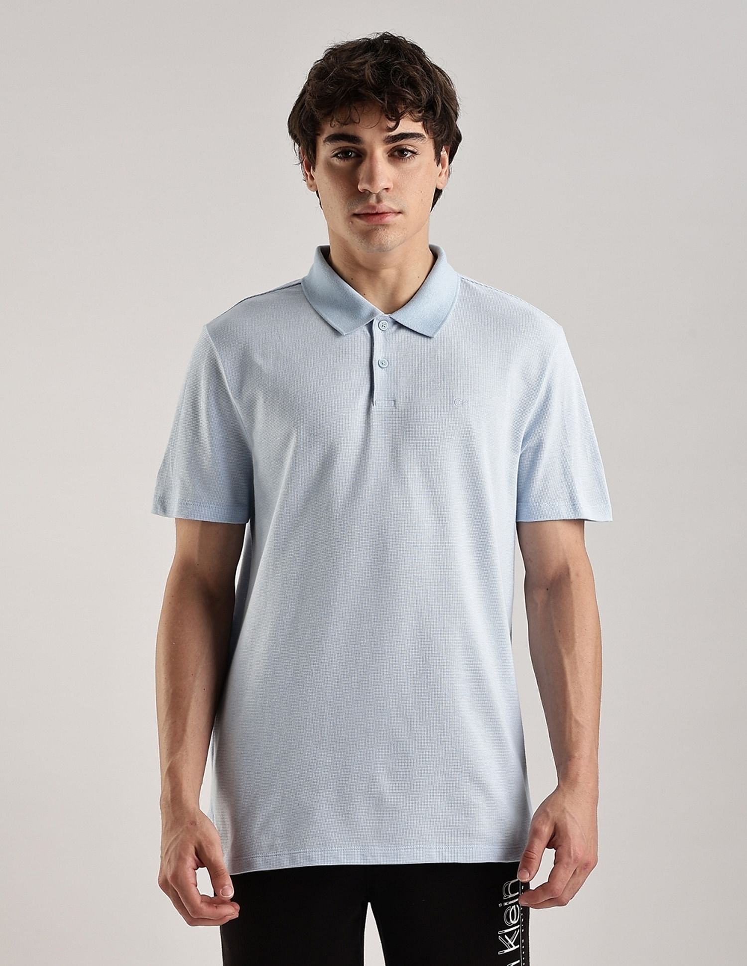 Calvin Klein Jeans Solid Regular-Fit Cotton Polo T-Shirt
