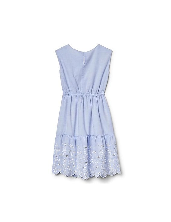Buy GAP Girls Girls Blue Eyelet Keyhole Midi Dress - NNNOW.com