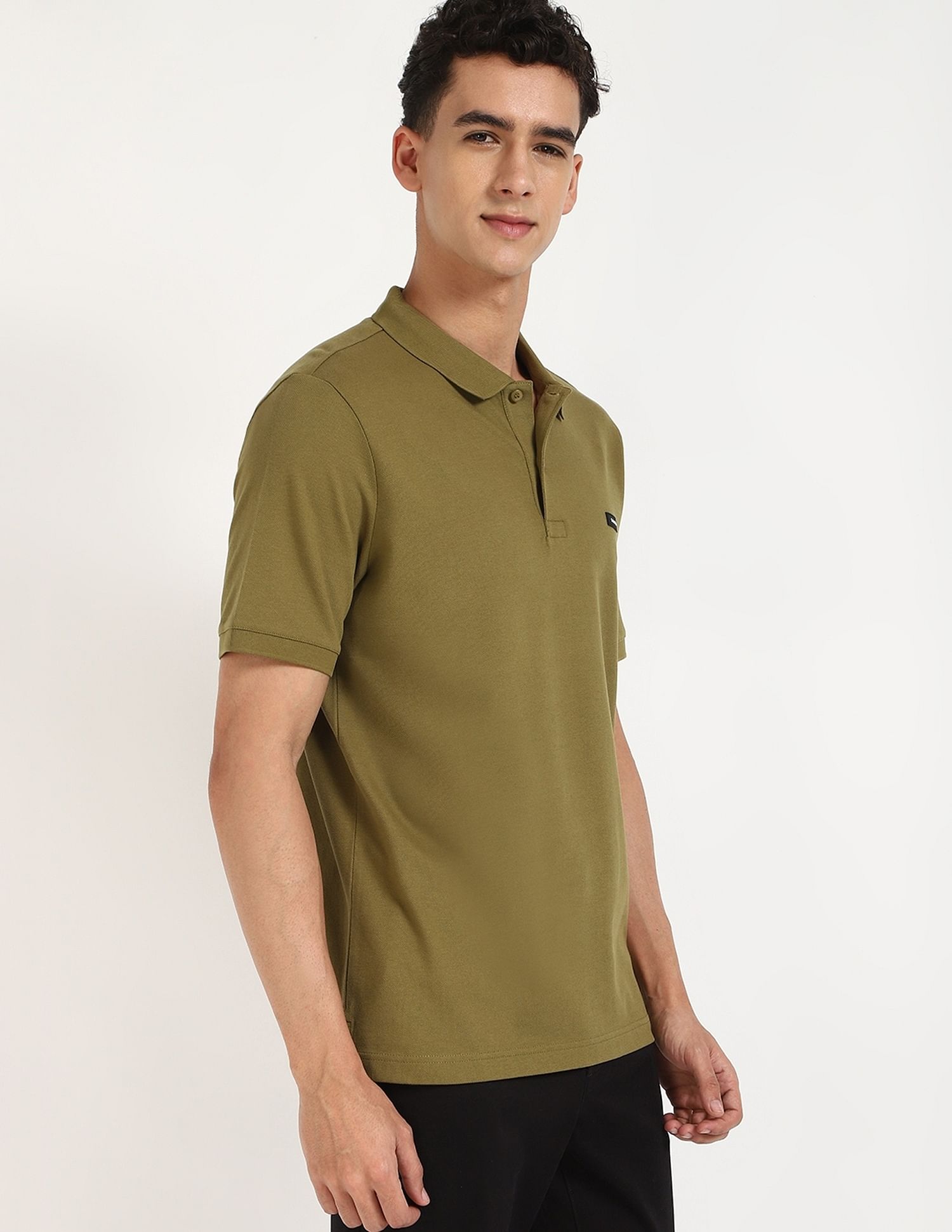 Calvin Klein Jeans Solid Slim-Fit Cotton Polo T-Shirt
