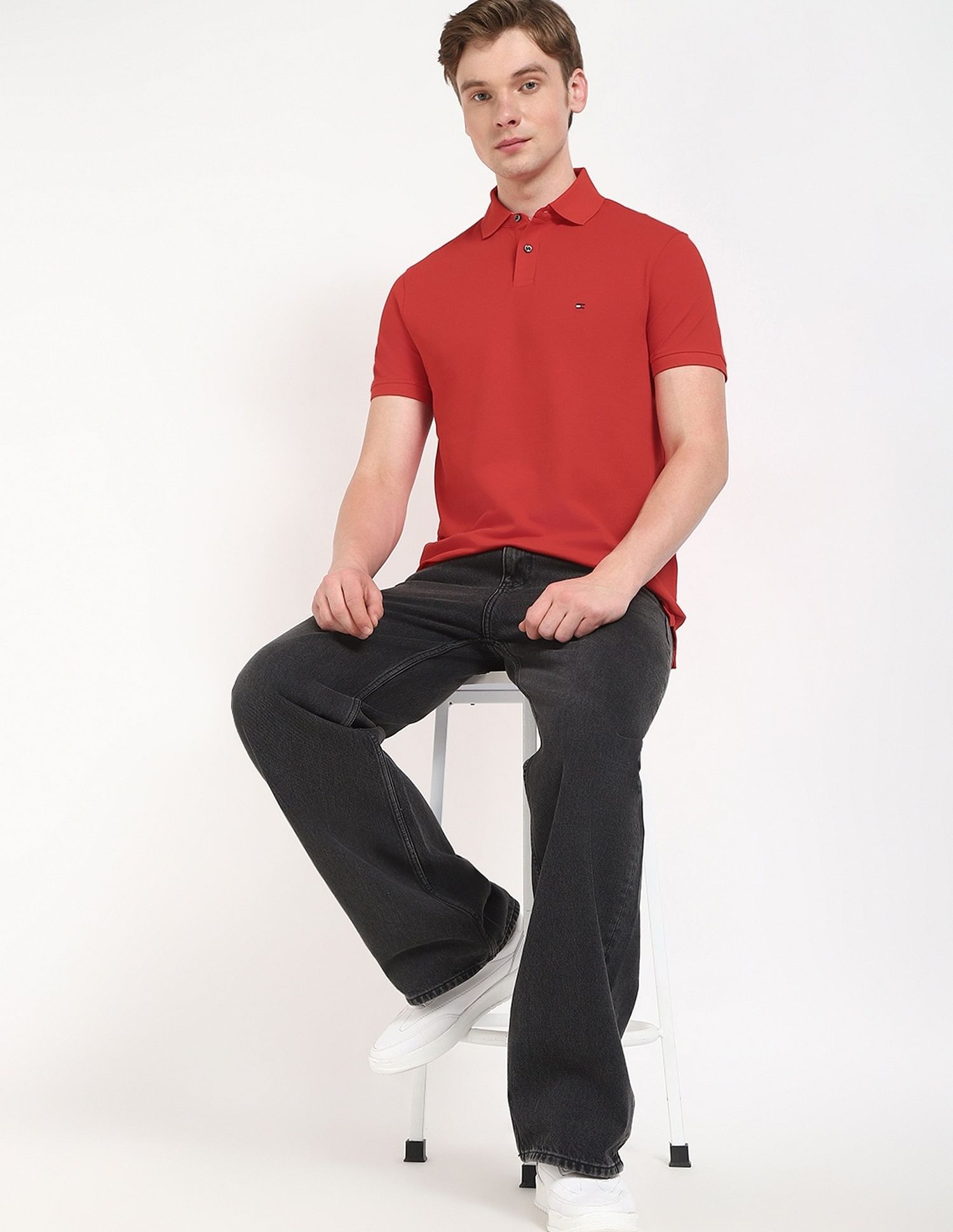 Tommy Hilfiger Solid Regular-Fit Cotton Polo Shirt