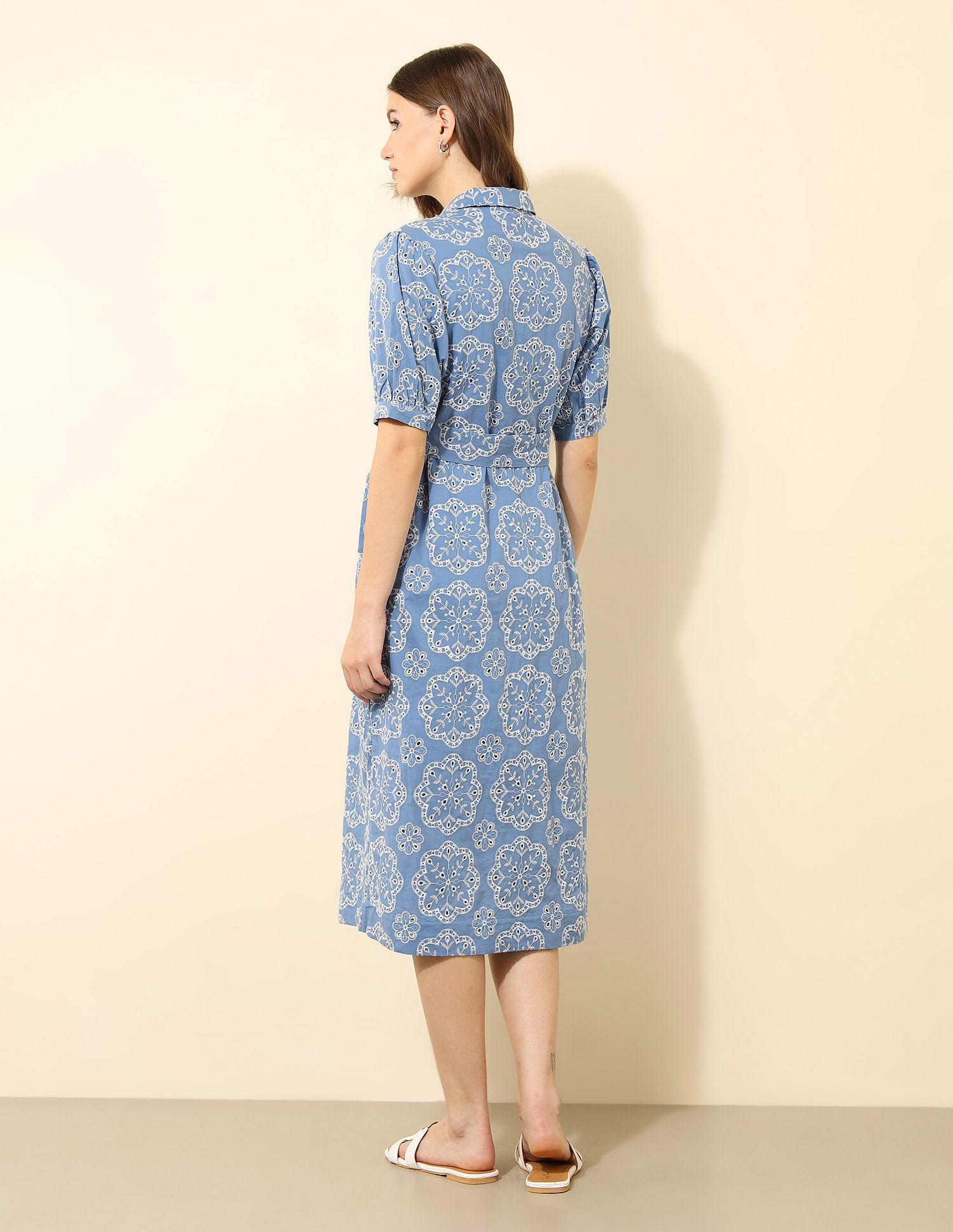 U.S. Polo Assn. Women Schiffli Midi Shirt Dress