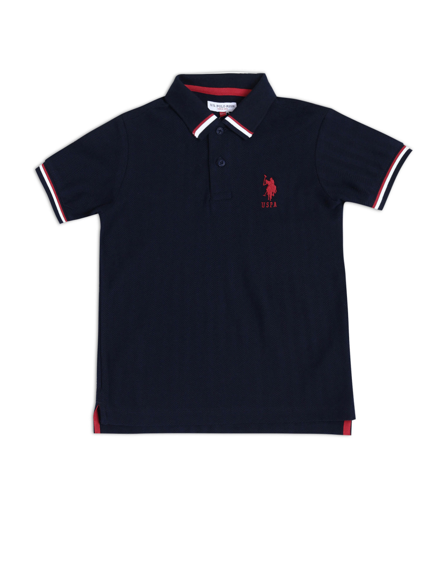 U.S. Polo Assn. Kids Boys Textured Slim Fit Polo Shirt