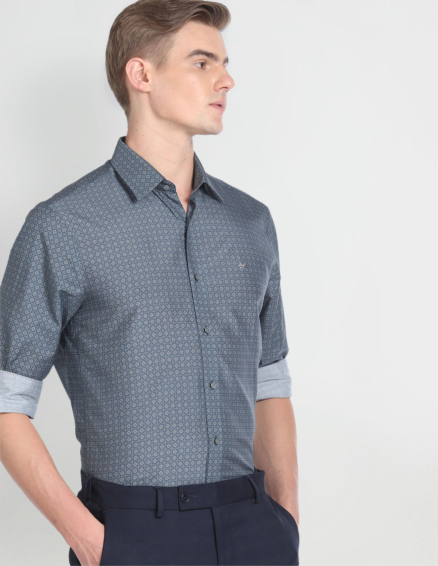 Arrow Geometric Sateen Formal Shirt