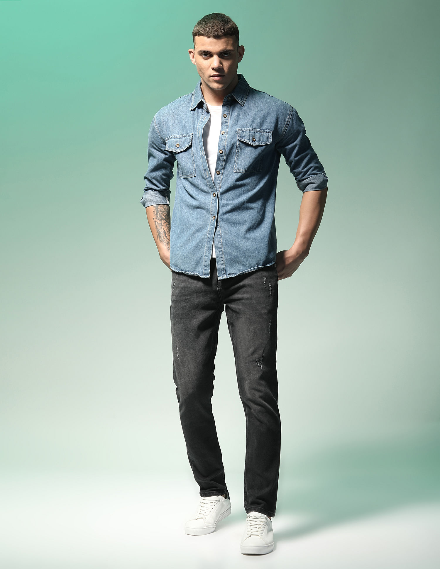 Flying Machine Slash Slim Tapered Stone Wash Jeans