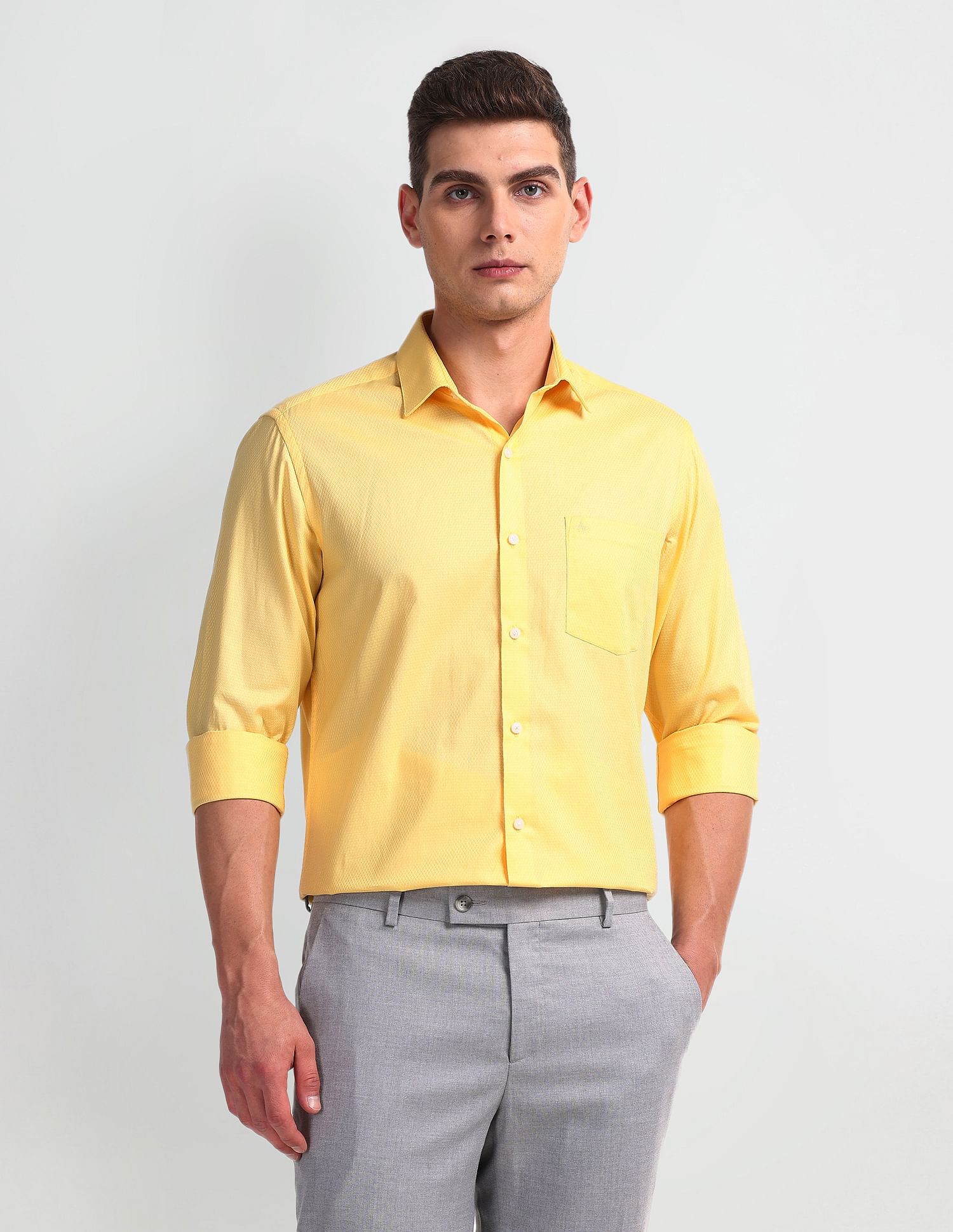 Arrow Cutaway Collar Self Design Shirt