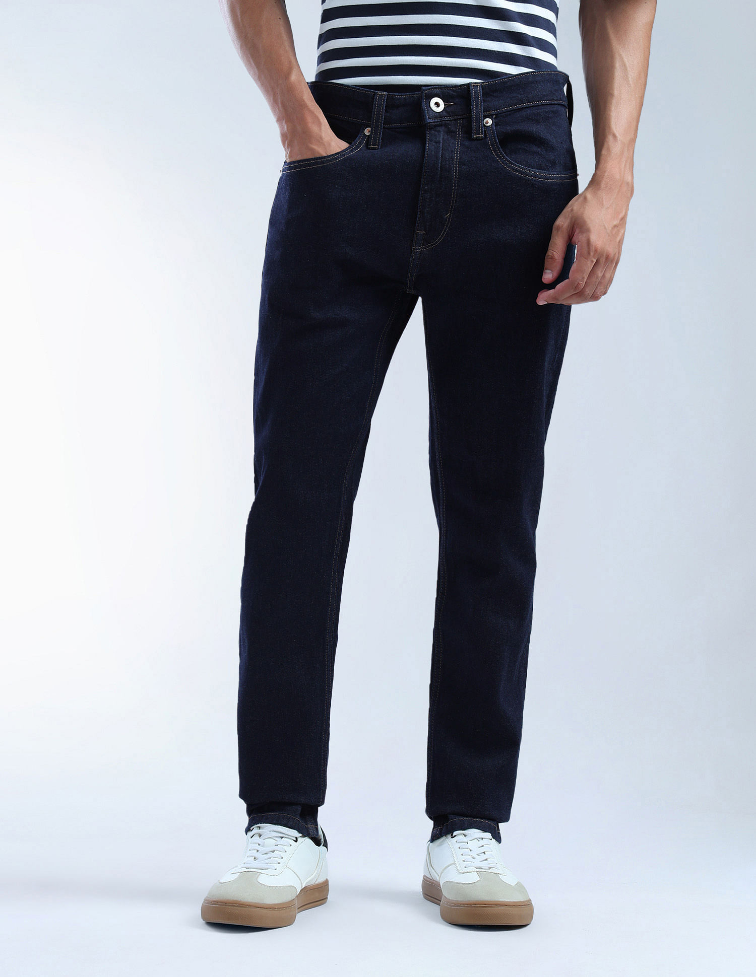 Flying Machine Slash Slim Tapered Fit Mid Rise Jeans