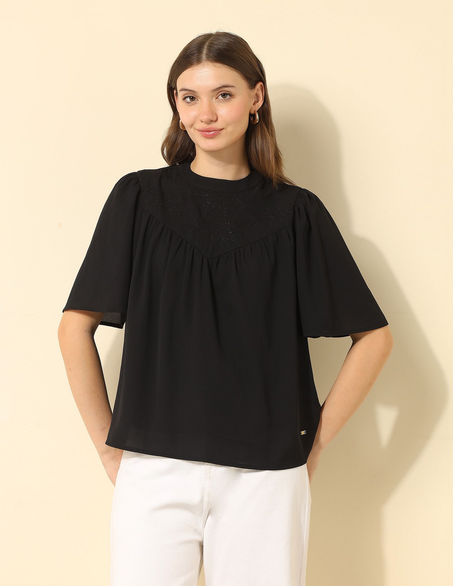 U.S. Polo Assn. Women Yoke Embroidered Top