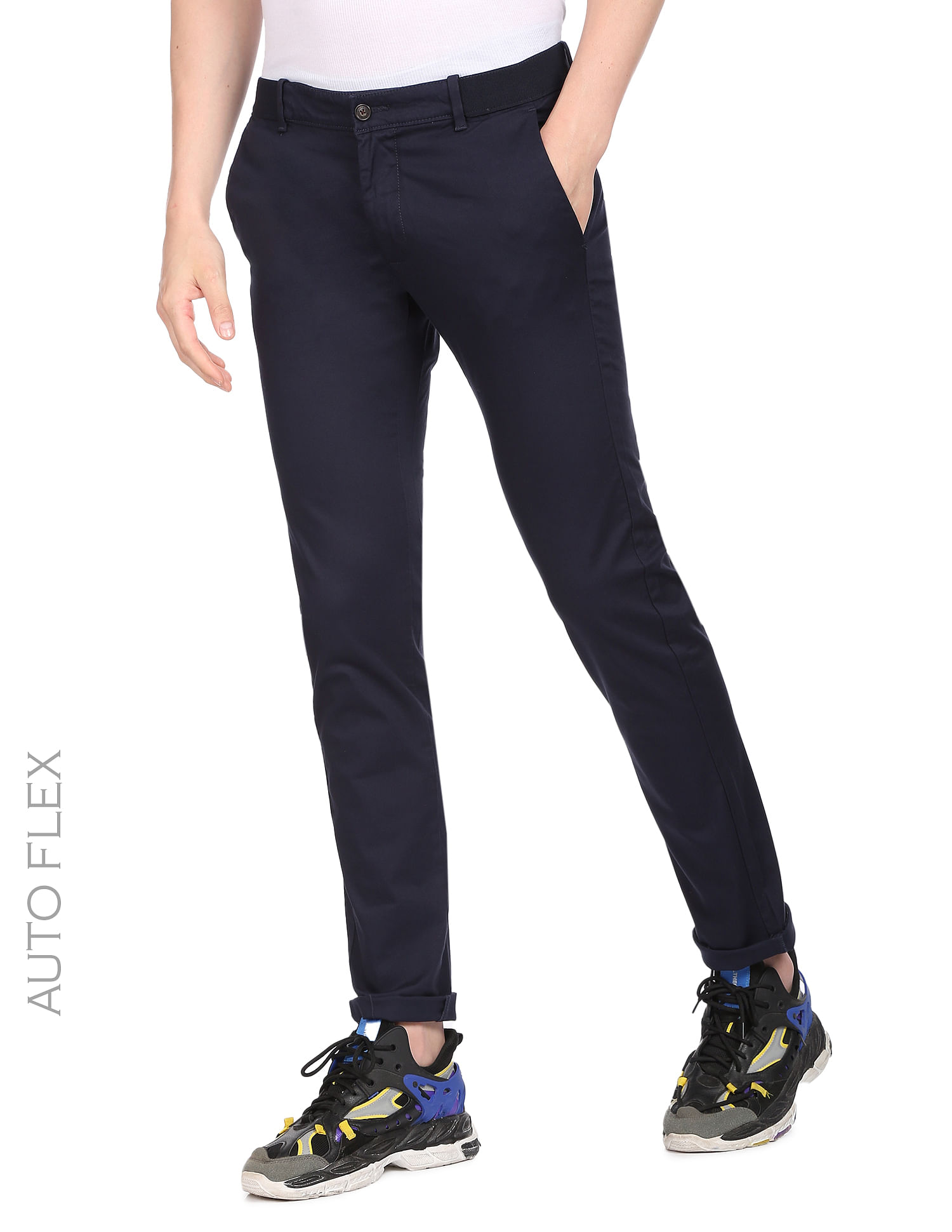 Buy Arrow Sport Mens Solid Light Khaki Slim Fit Casual Trousers Online   Lulu Hypermarket India