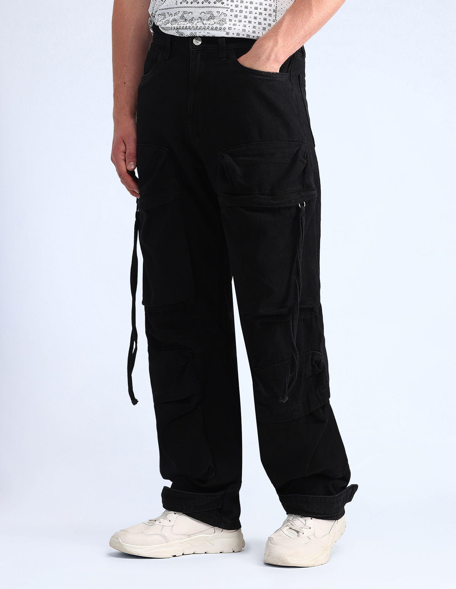 Flying Machine Cobain Loose Fit Black Jeans