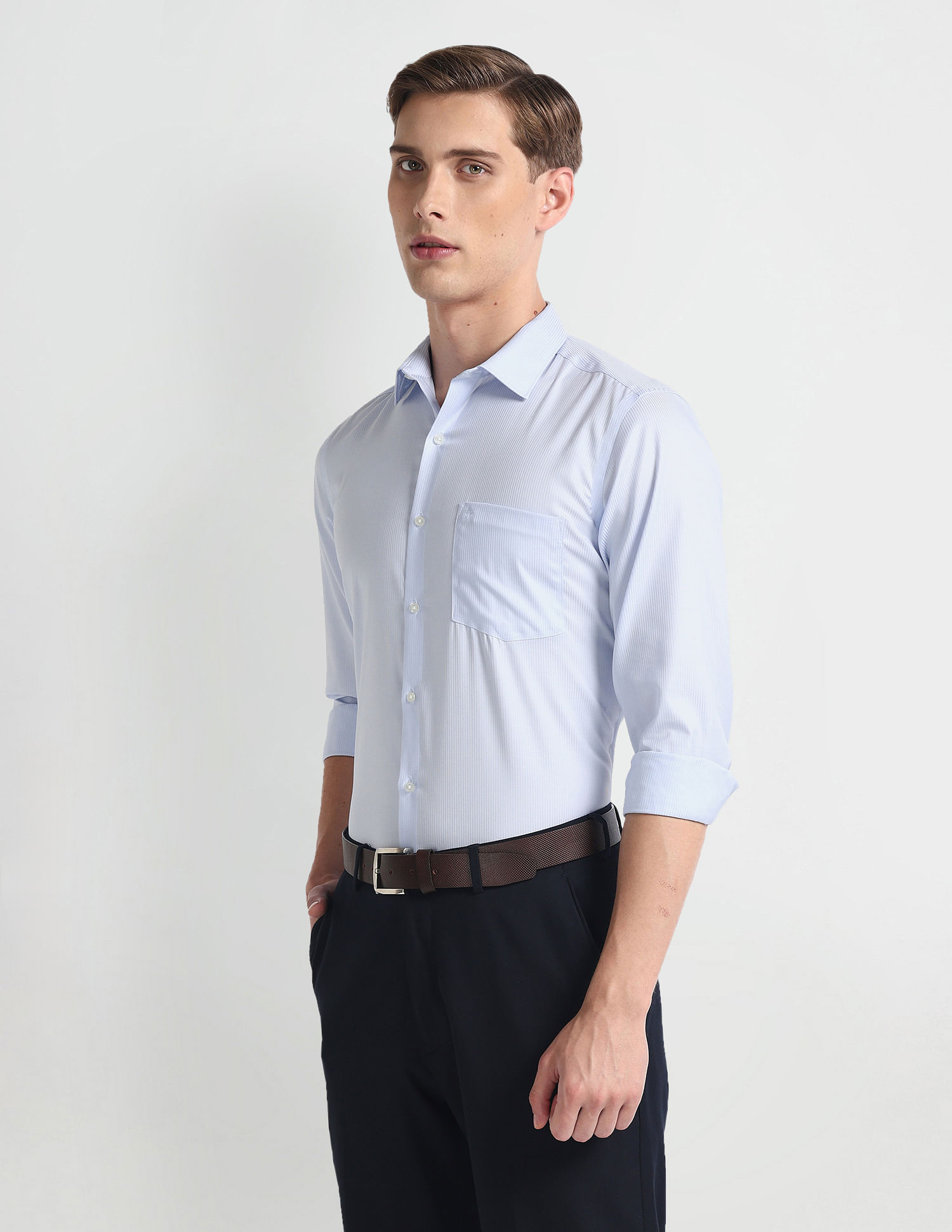 Arrow Vertical Stripe Auto Press Shirt