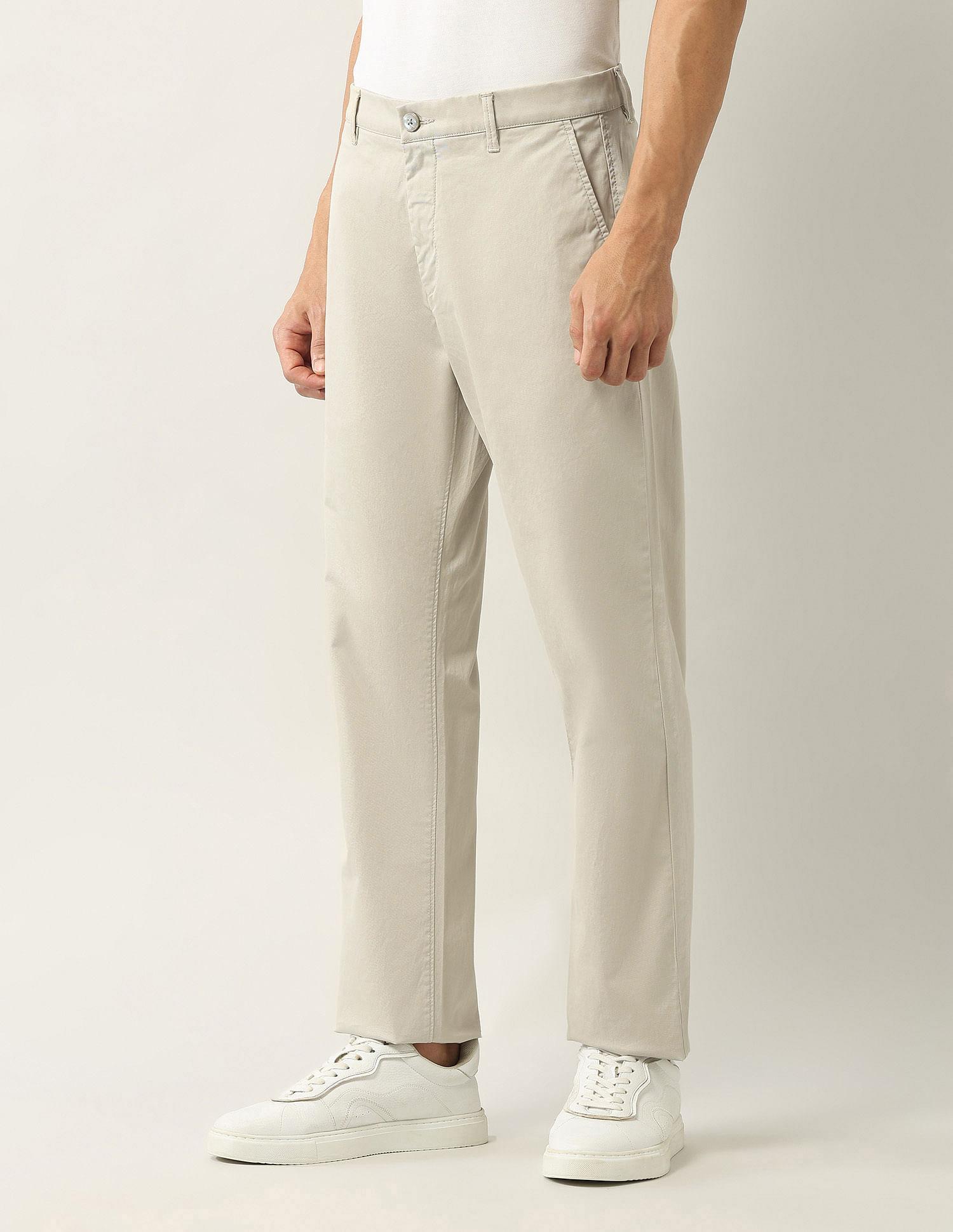 Arrow Sport Mid Rise Straight Fit Twill Trousers