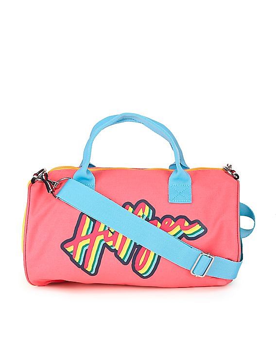 Buy Tommy Hilfiger Kids Girls Pink Detachable Strap Logo Duffle Bag -