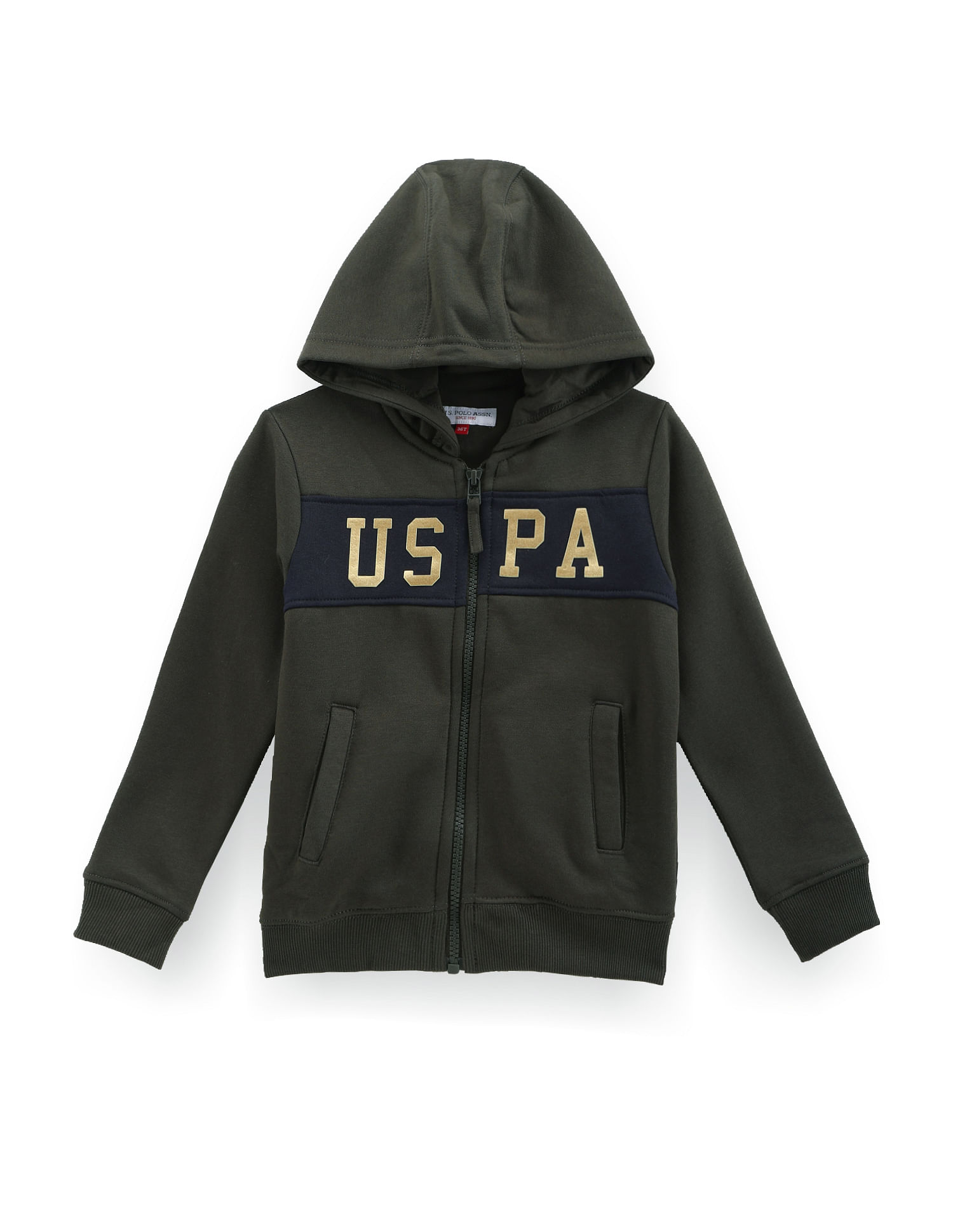 U.S. Polo Assn. Kids Boys Brand Print Hooded Sweatshirt
