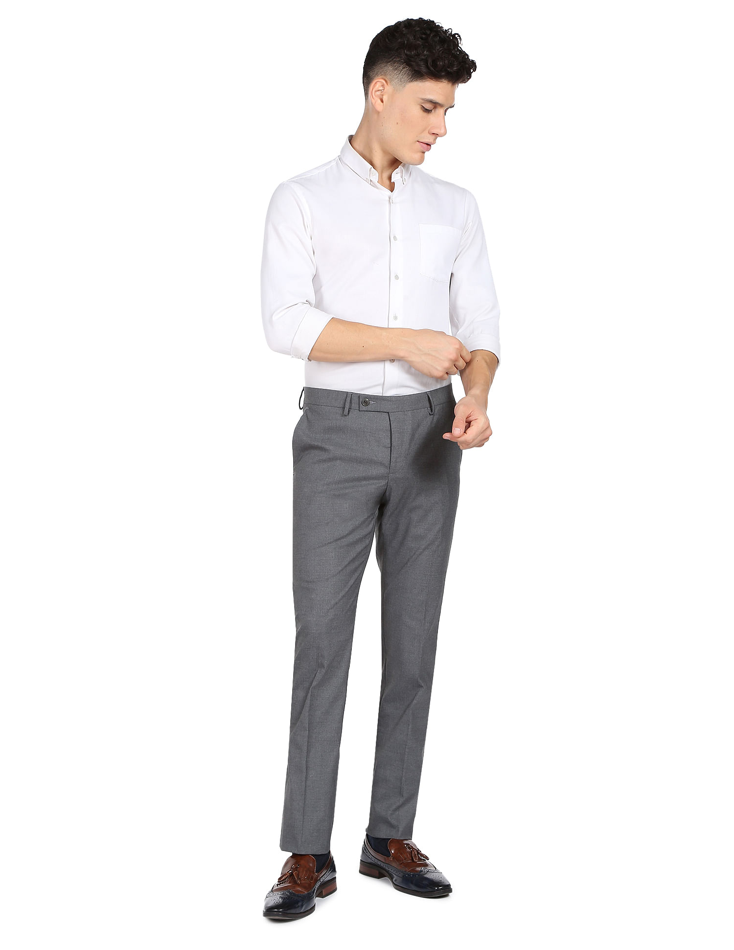 Buy ARROW Mens 4 Pocket Solid Formal Trousers | Shoppers Stop