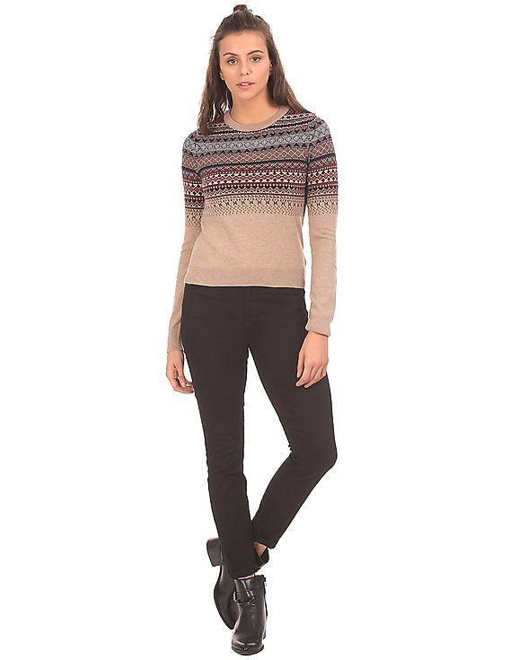 Aeropostale Fair Isle Pattern Round Neck Sweater