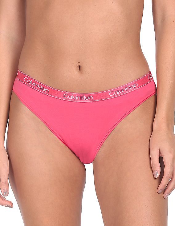 Buy Calvin Klein Underwear Women Pink Logo Waistband Solid Bikini Panties -  
