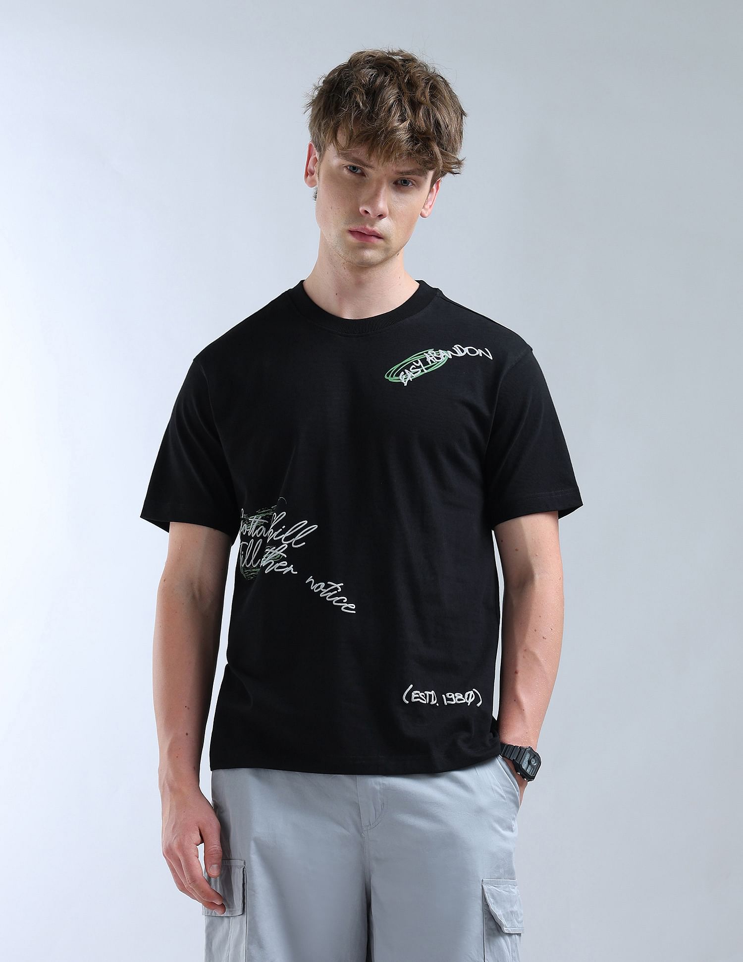 Flying Machine Relaxed Fit Typography Printed T-Shirt