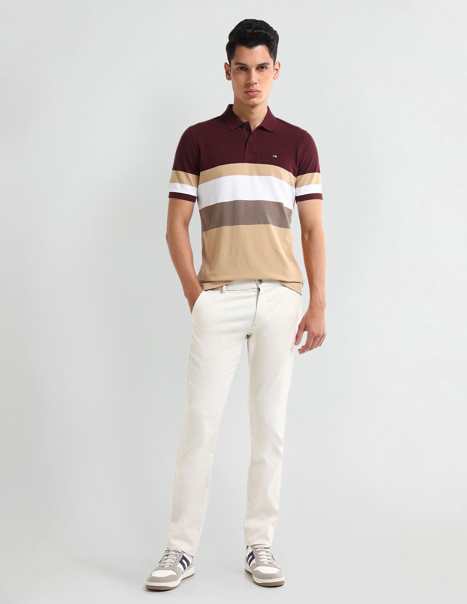 Arrow Sport Colour Blocked Regular Fit Polo Shirt