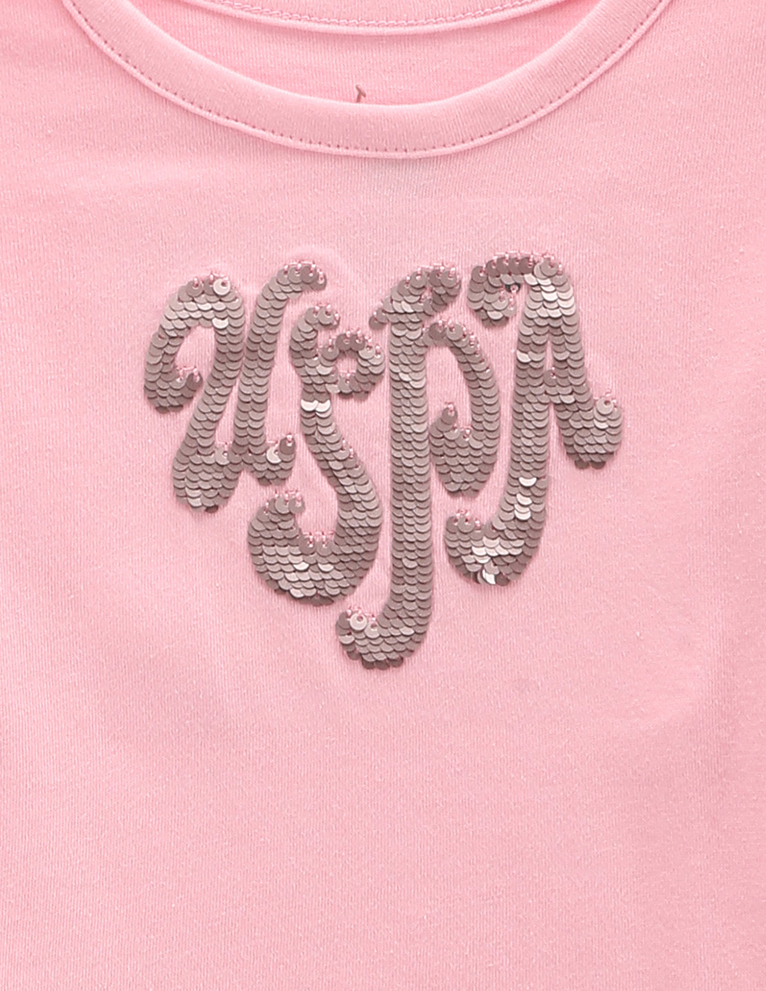 U.S. Polo Assn. Kids Girls Flip Sequin Cotton T-Shirt