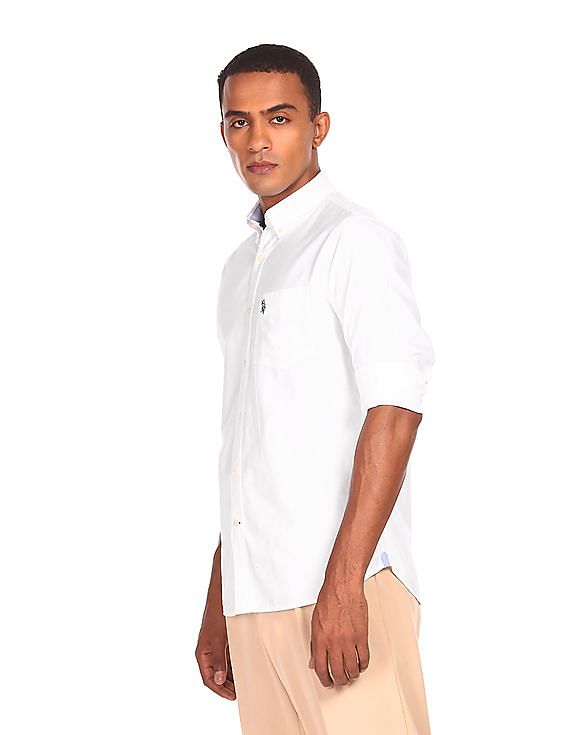 all white polo button down