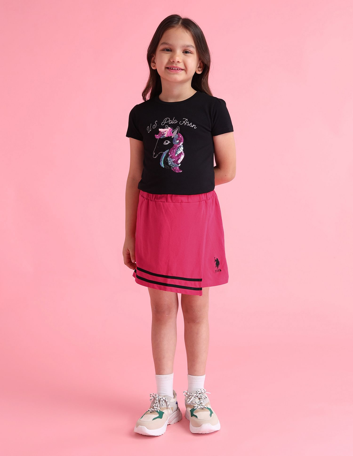 U.S. Polo Assn. Kids Girls Cotton Knit Skorts