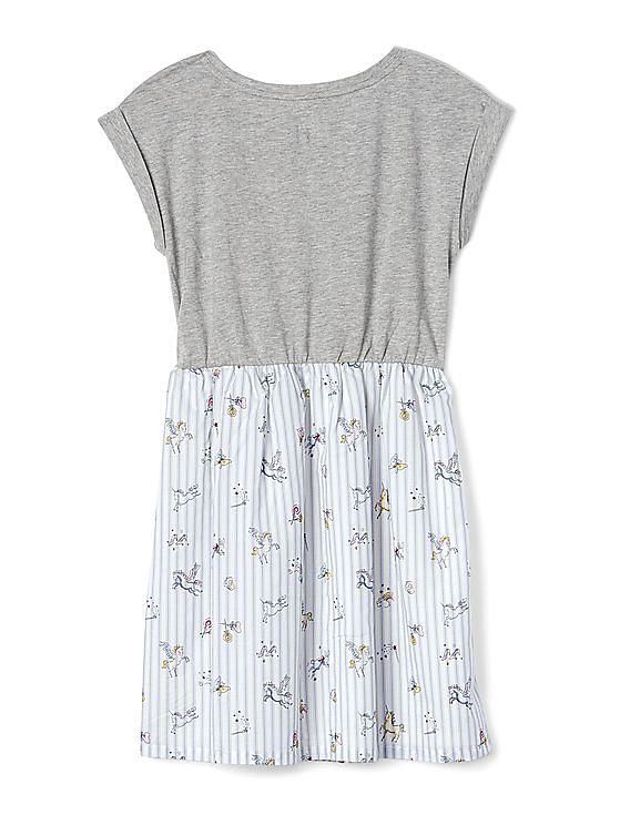 Buy GAP Girls Grey Unicorn Mix Fabric Dress NNNOW