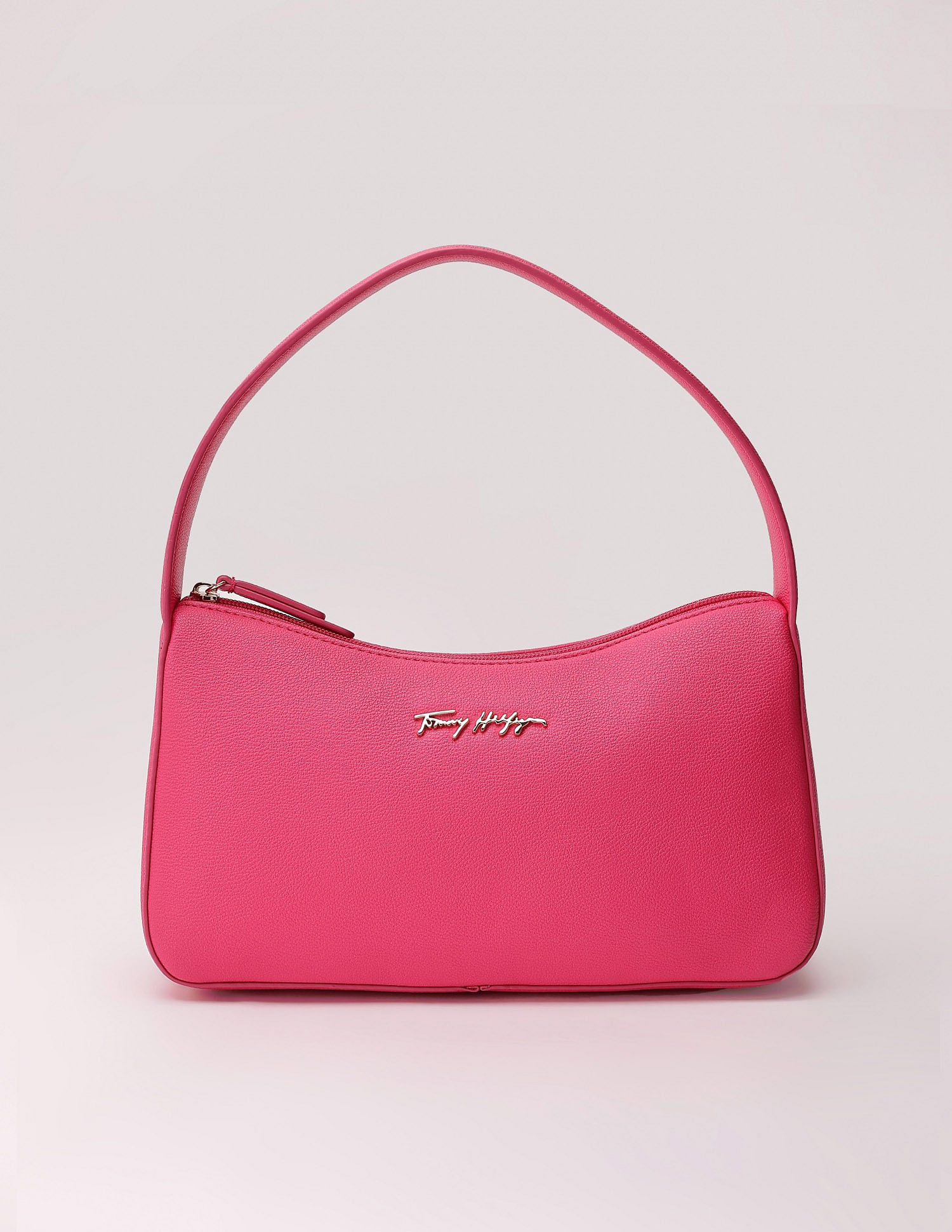 Tommy Hilfiger Solid Pink Pu Shoulder Bag