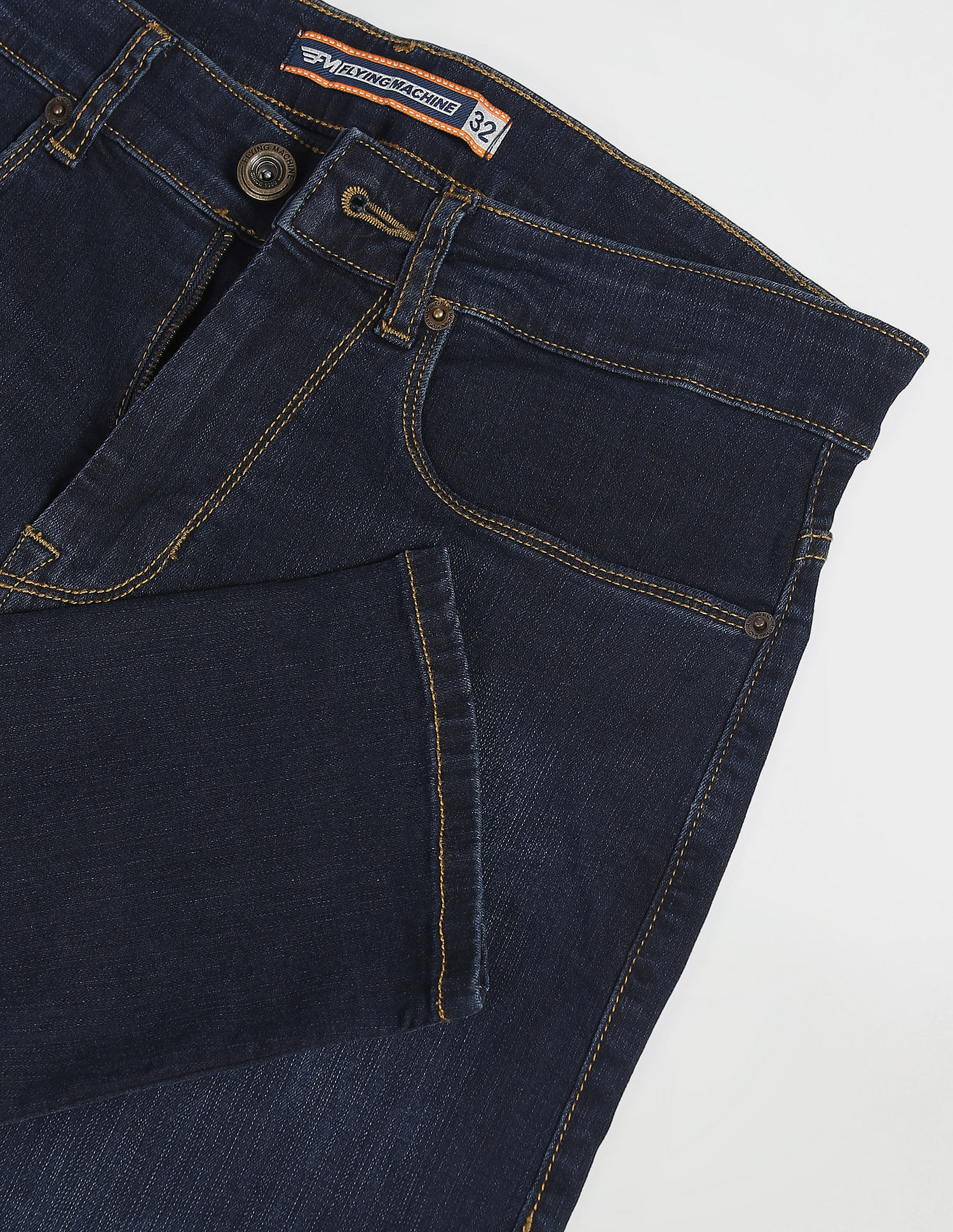 Flying Machine Stone Wash Slash Slim Tapered Fit Jeans