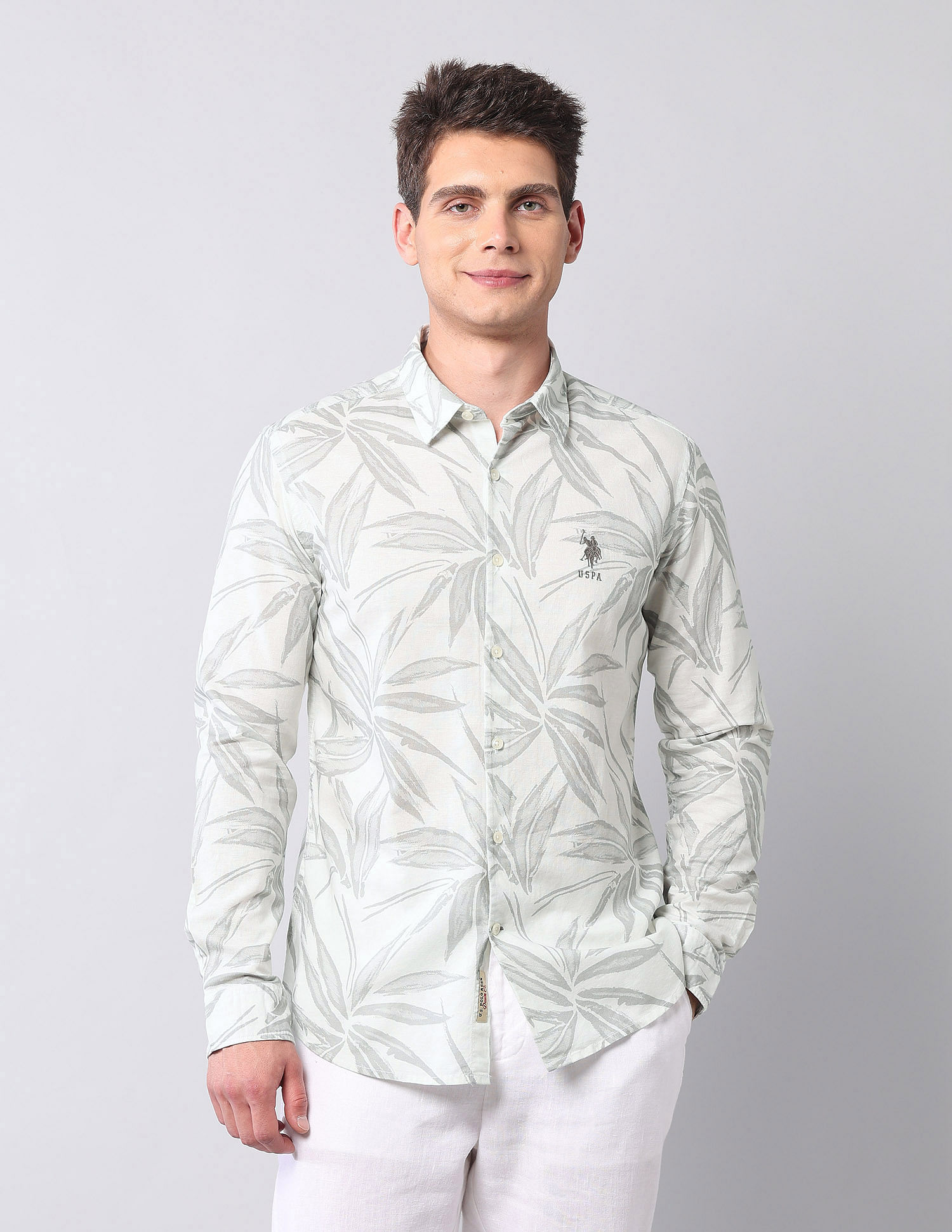 U.S. Polo Assn. Denim Co. Tropical Printed Regular Fit Shirt