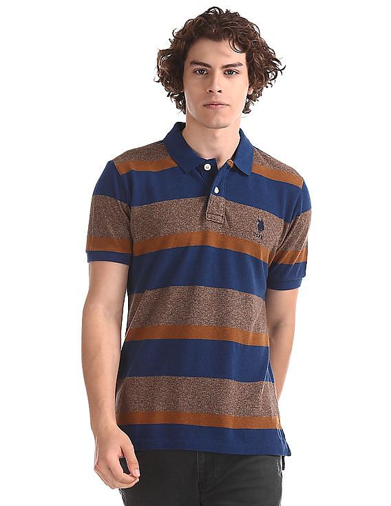 U.S. Polo Assn. Brown And Blue Striped Polo Shirt