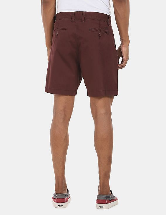 Aeropostale Men Maroon Mid Rise Solid Shorts