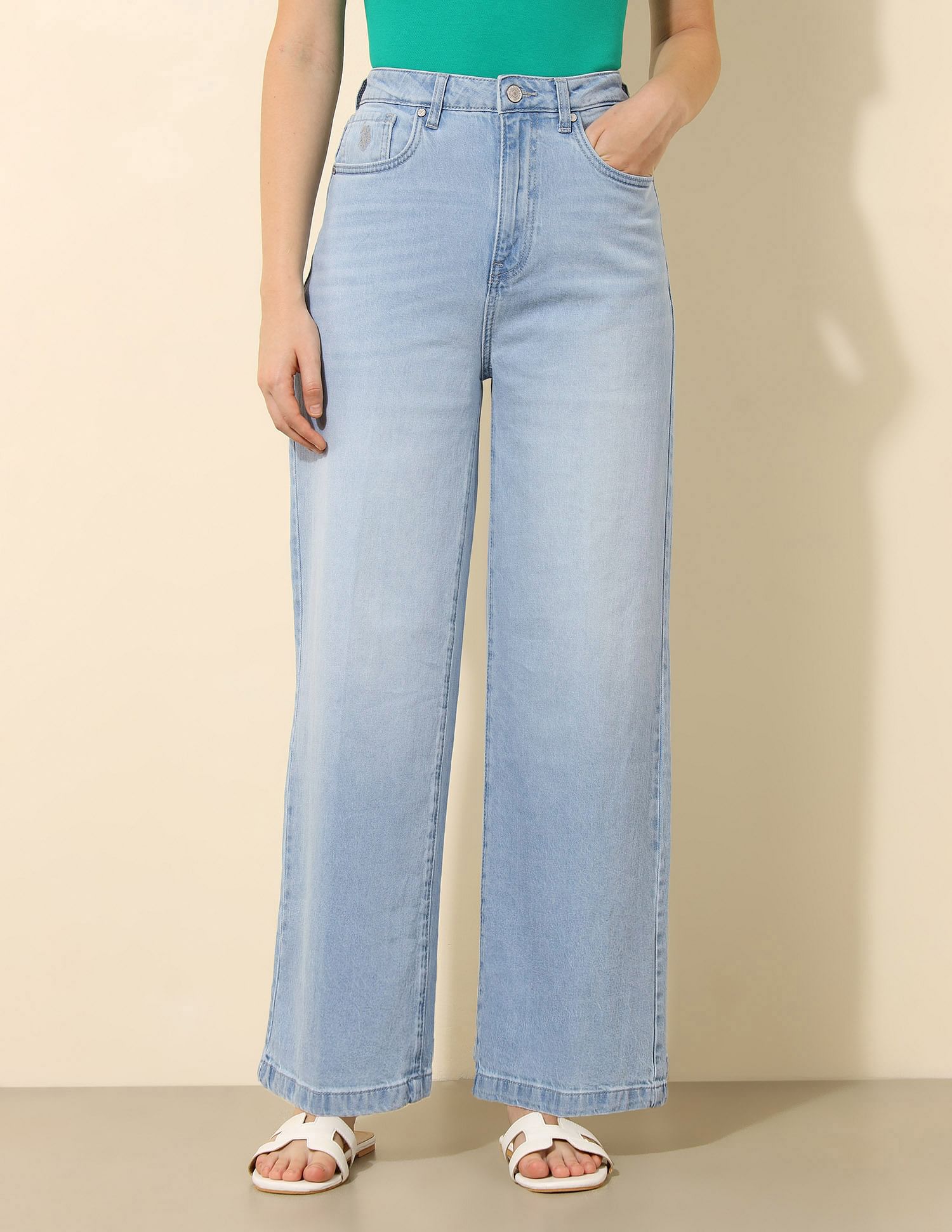 U.S. Polo Assn. Women High Rise Wide Leg Jeans