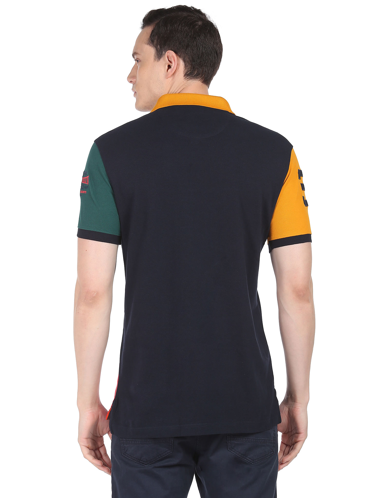 AD by Arvind Colour Block Sporty Polo Shirt