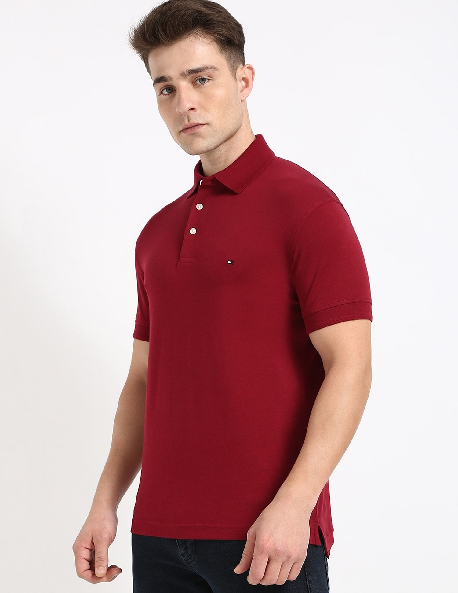 Tommy Hilfiger Solid Slim-Fit Cotton Polo Shirt
