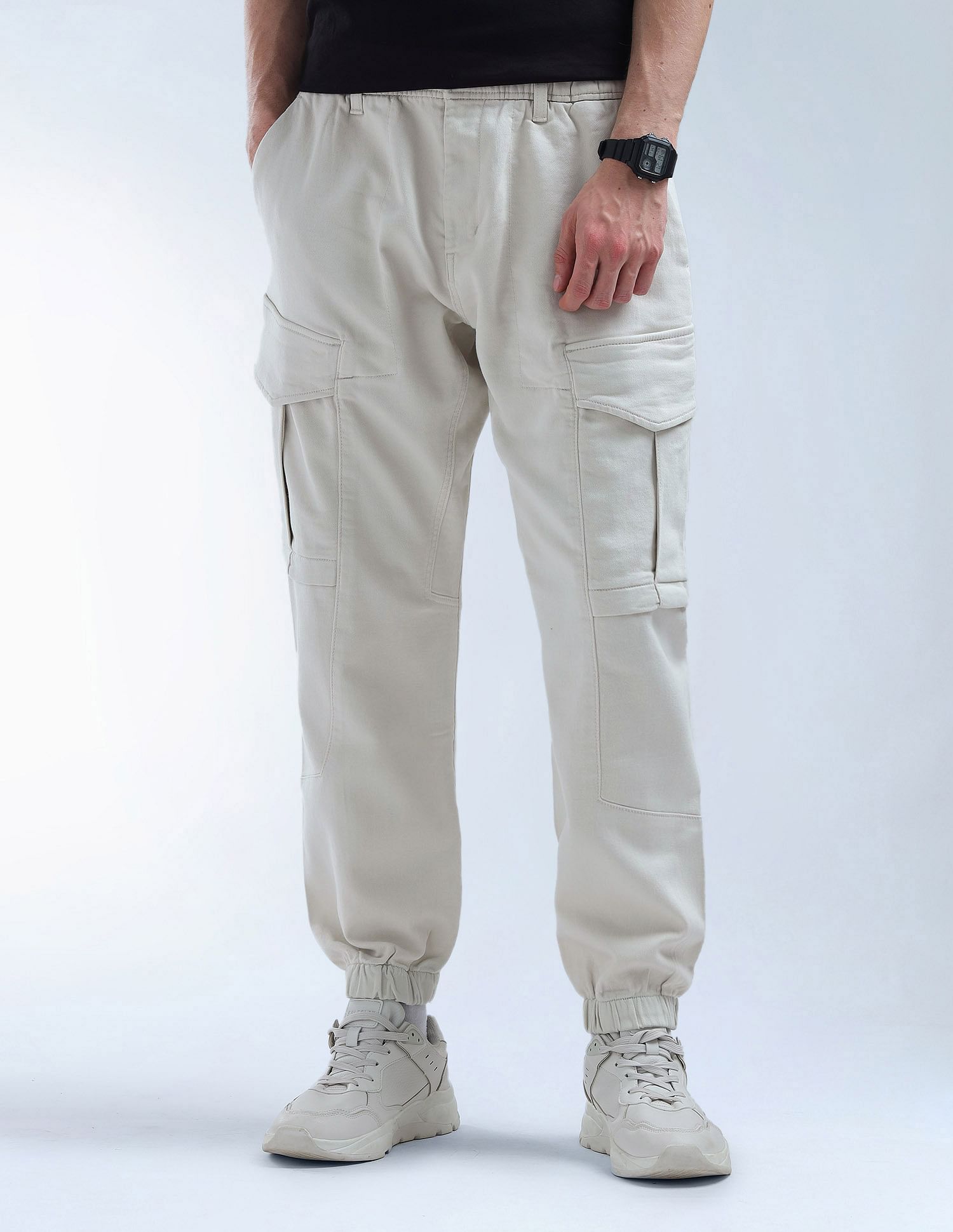 Flying Machine Mid Rise Relaxed Fit Cargo Trousers