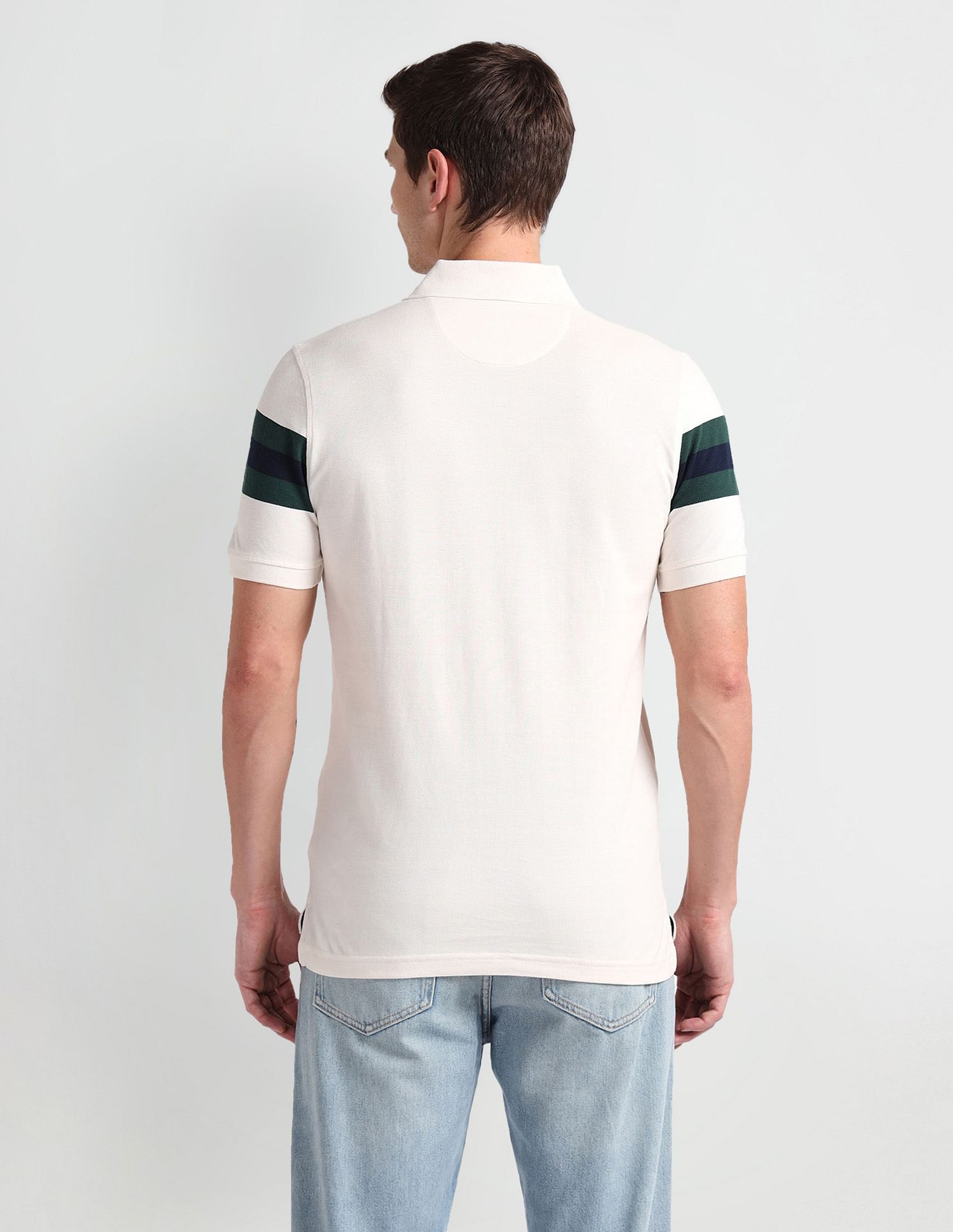 Arrow Sports Ribbed Collar Solid Polo Shirt