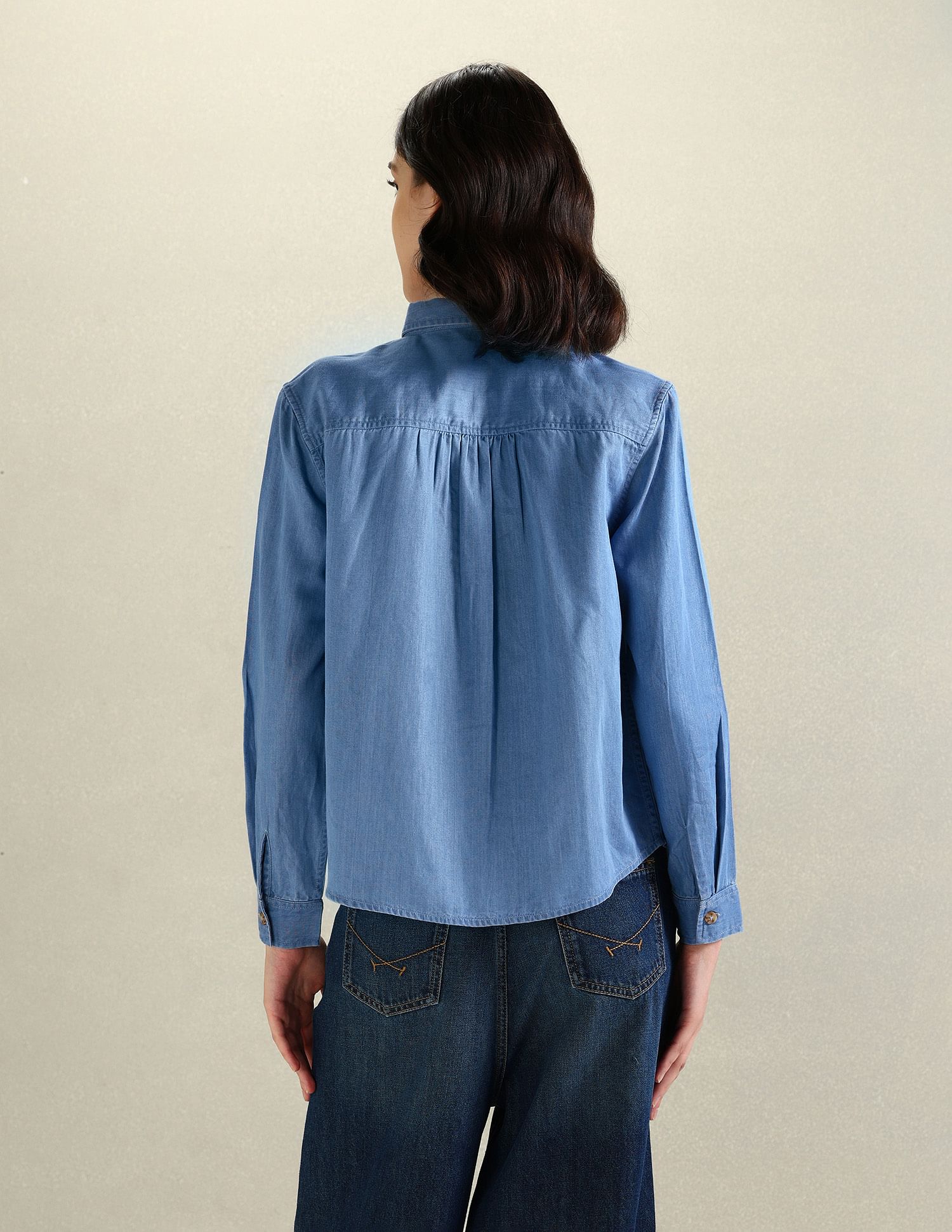 Buy U.S. Polo Assn. Women Spread Collar Chambray Denim Shirt NNNOW