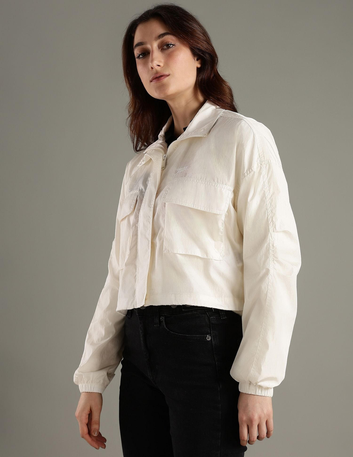 Tommy Hilfiger Relaxed Fit Nylon Spread Collar Windcheater Jacket