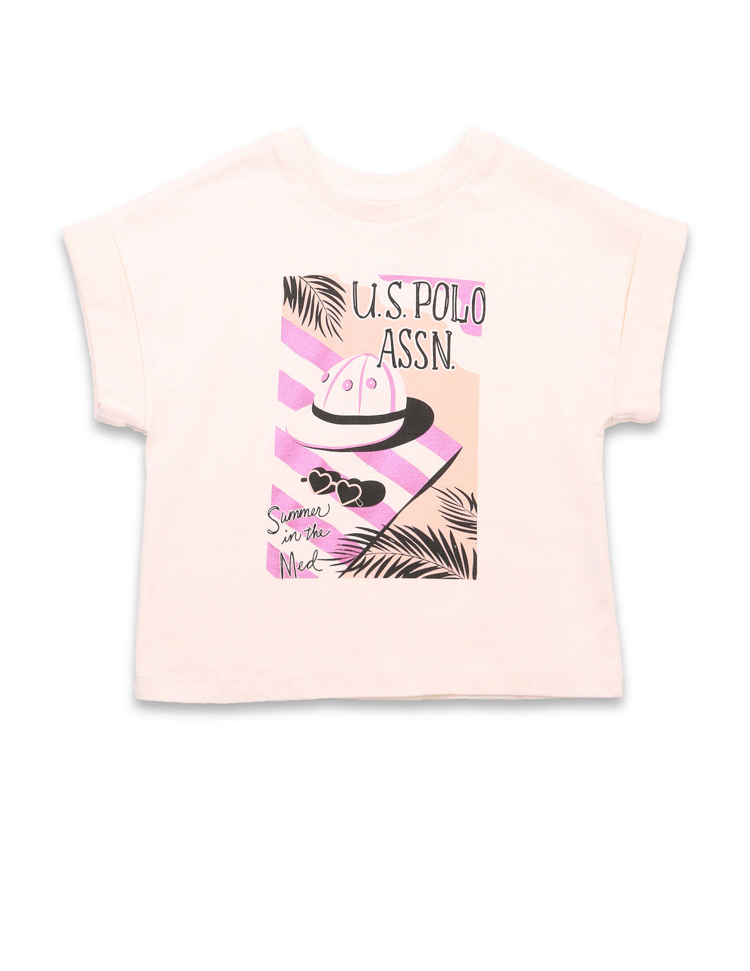 U.S. Polo Assn. Kids Girls Resort Graphic Cotton T-Shirt