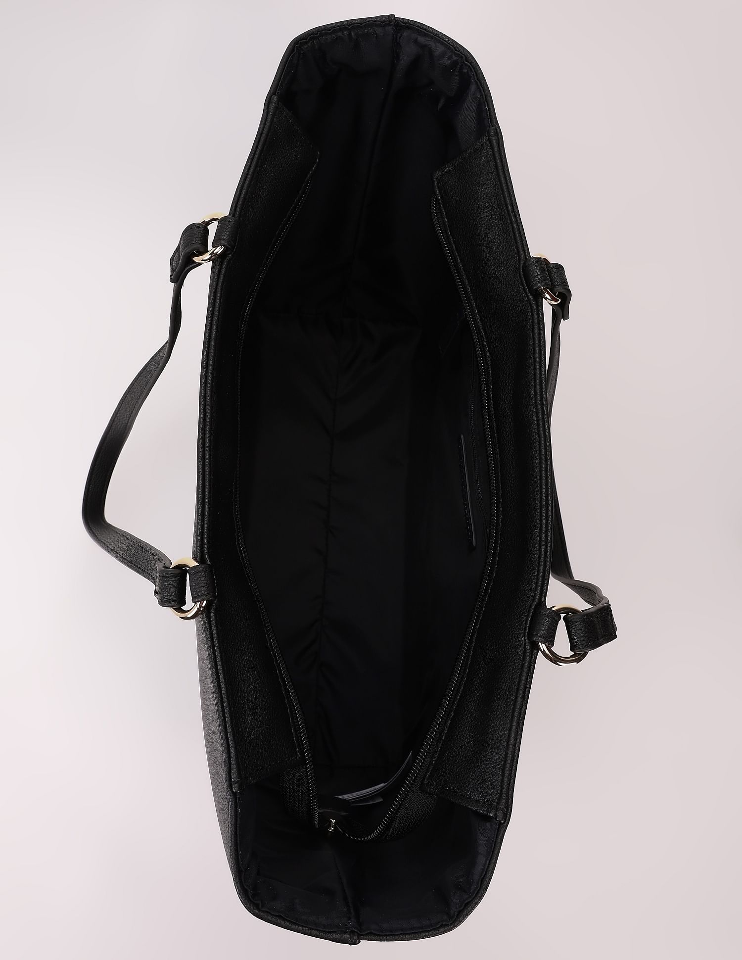 Tommy Hilfiger Solid Black Pu Tote Bag