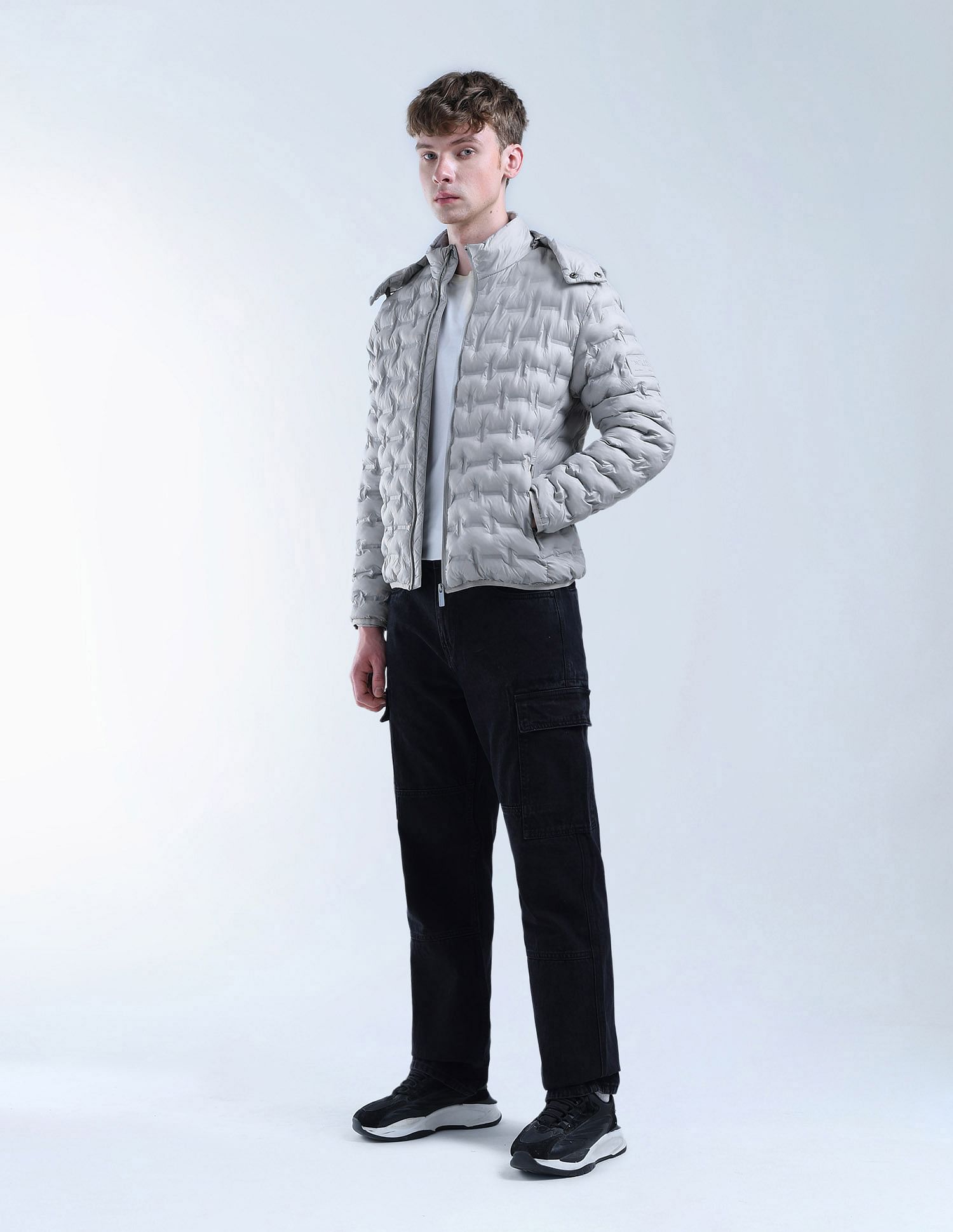 Flying Machine Solid Nylon Puffer Jacket