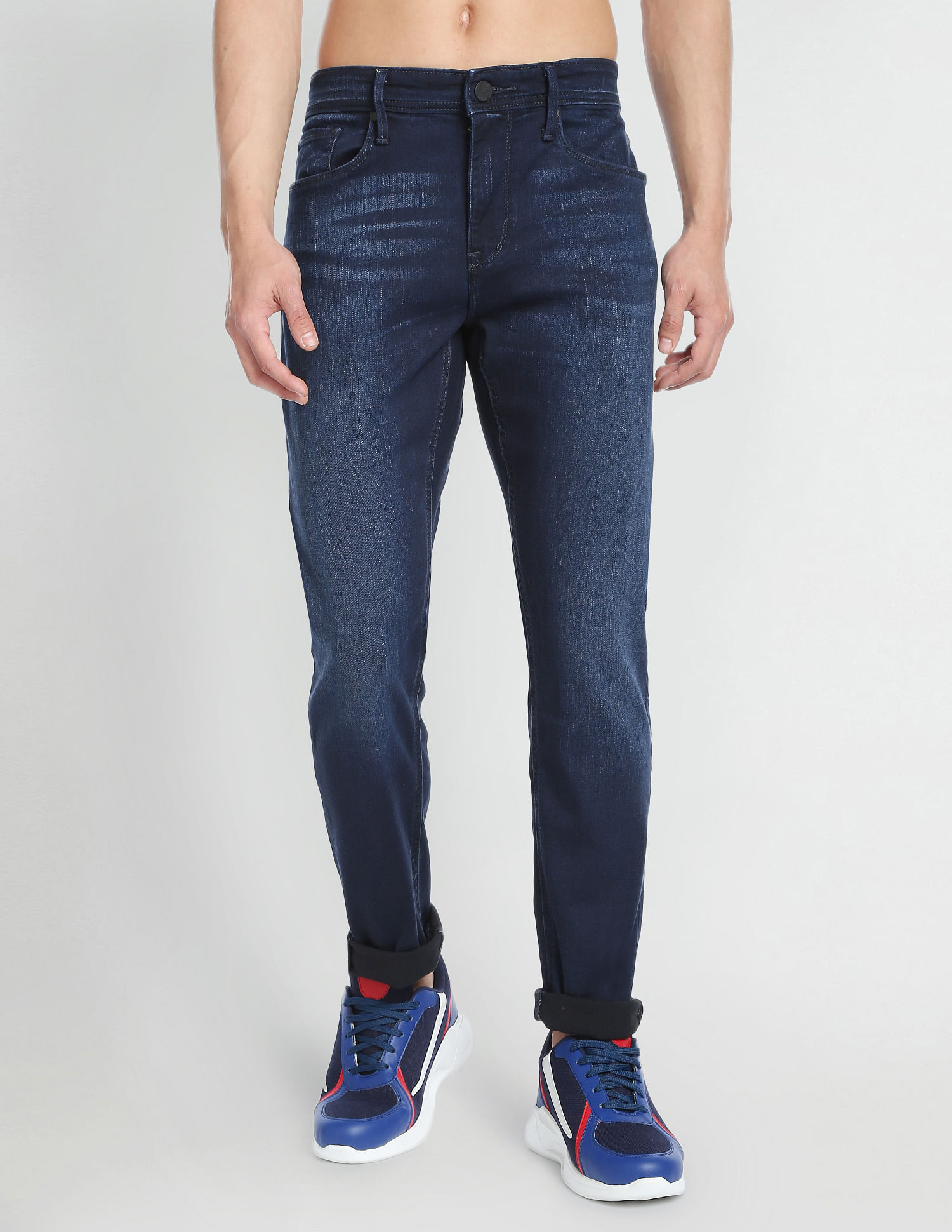 Flying Machine Slash Slim Tapered Mid Rise Jeans
